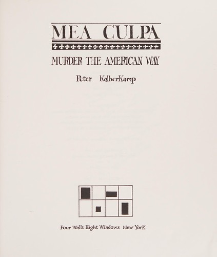 Mea Culpa: Murder the American Way #[nn] cover