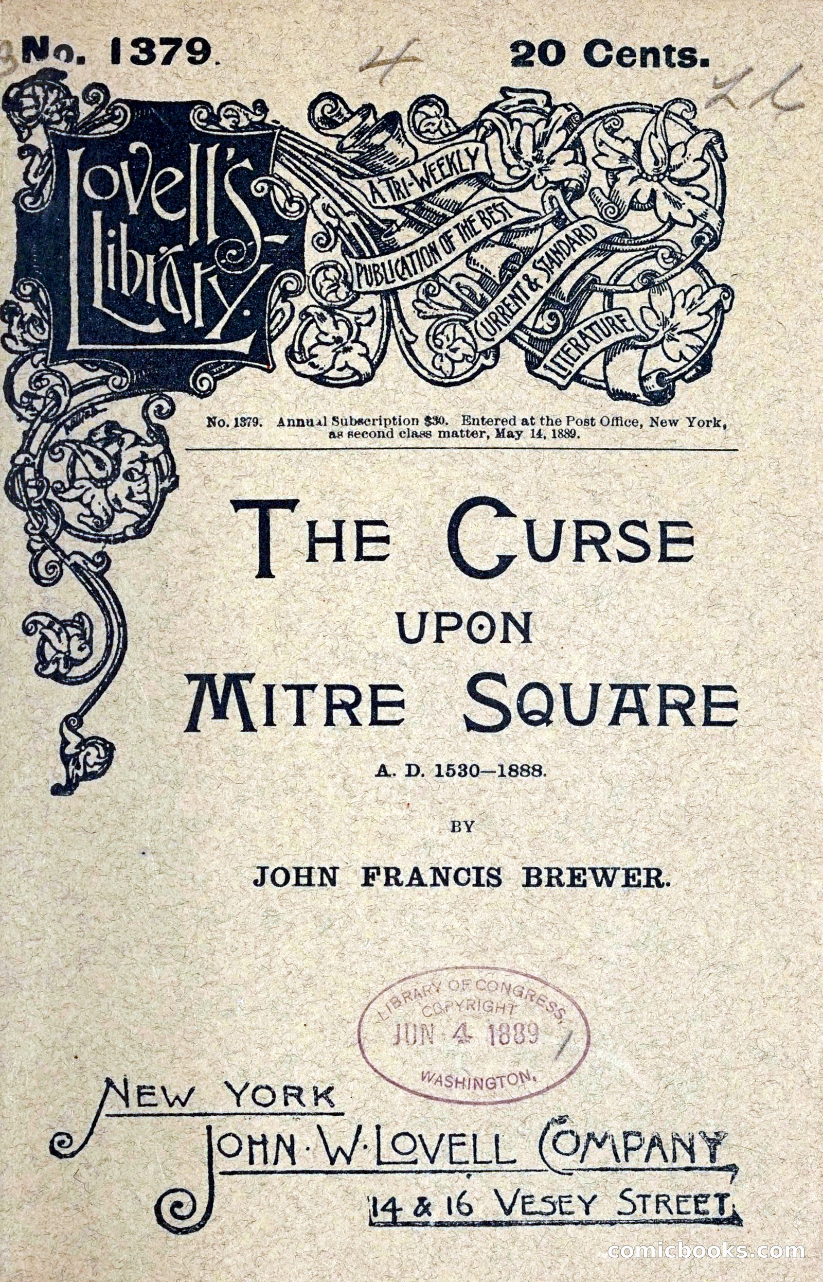 The Curse Upon Mitre Square by Brewer, John Francis