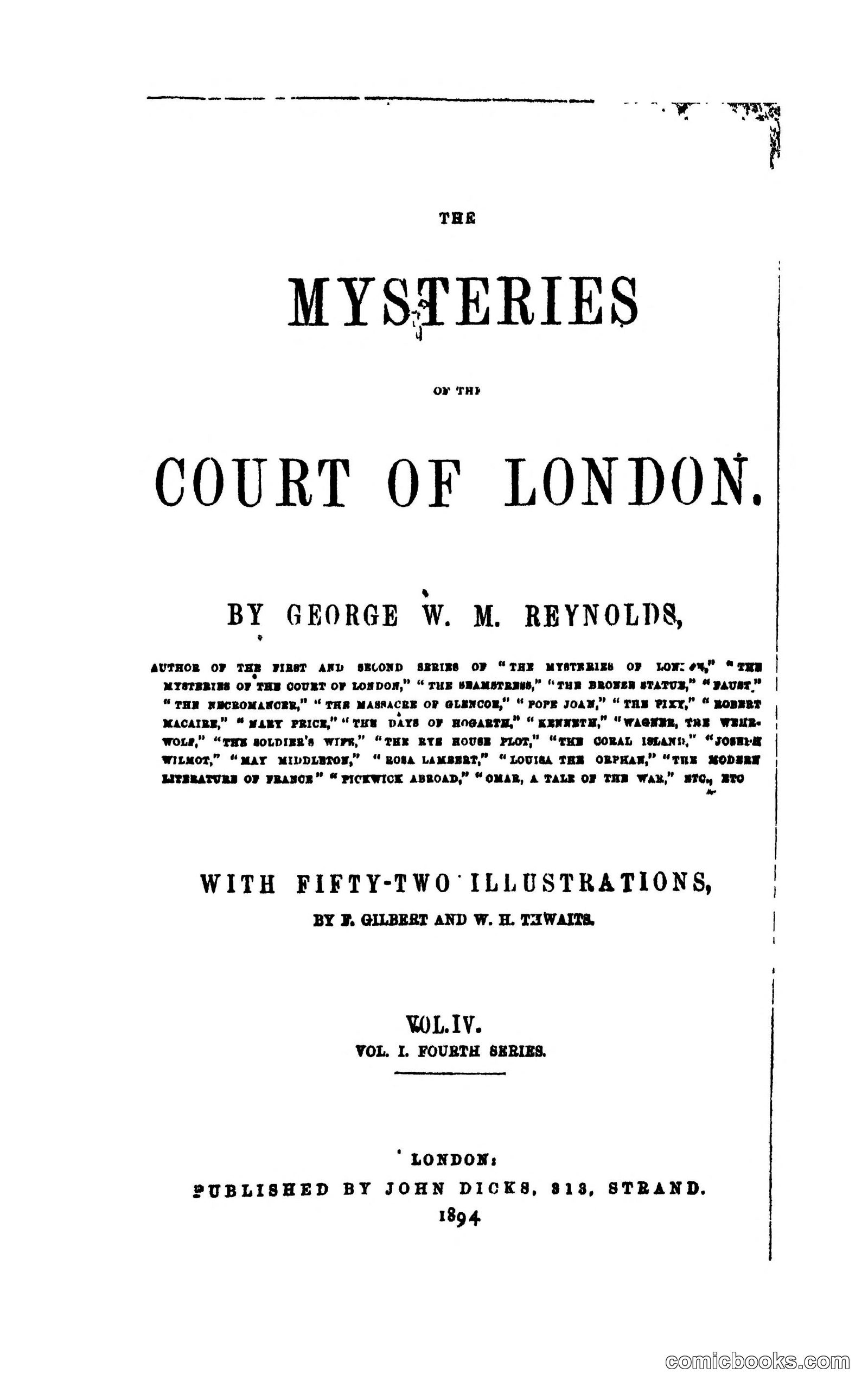The Mysteries of the Court of London Vol. 4 by Reynolds, George W. M