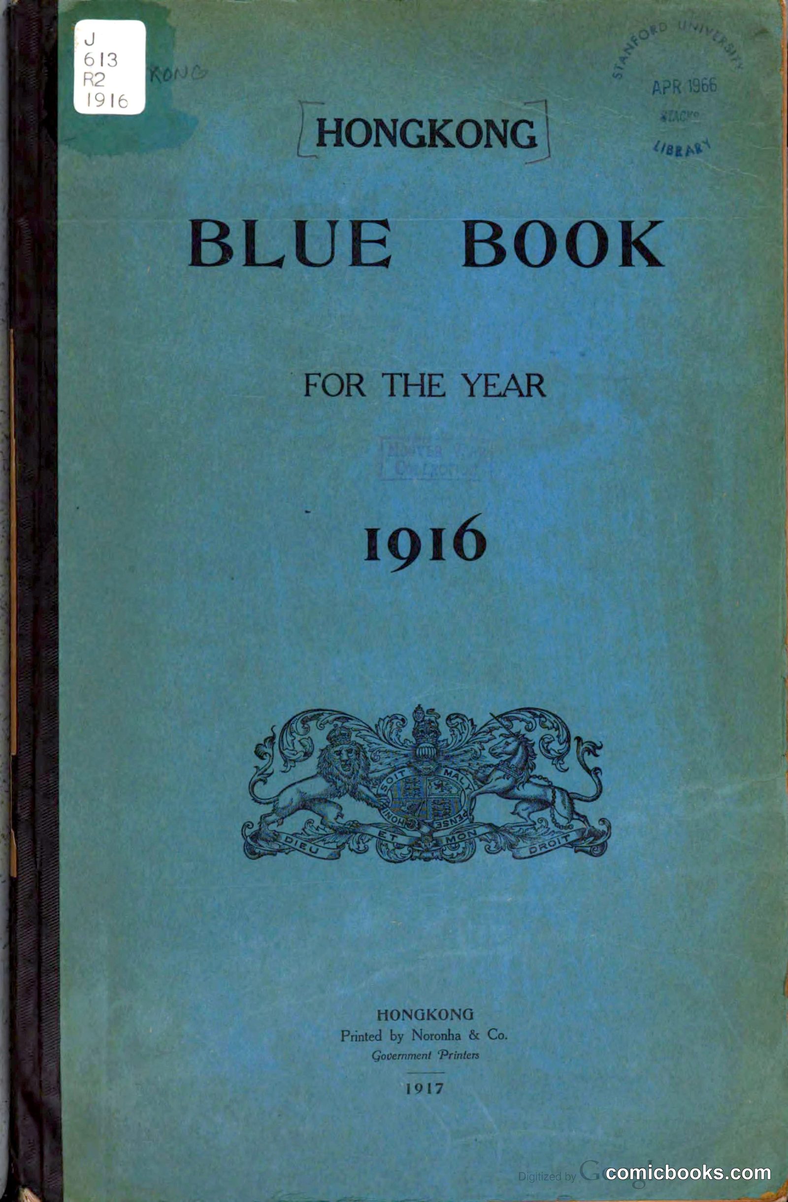 Hong Kong Blue Book, 1916