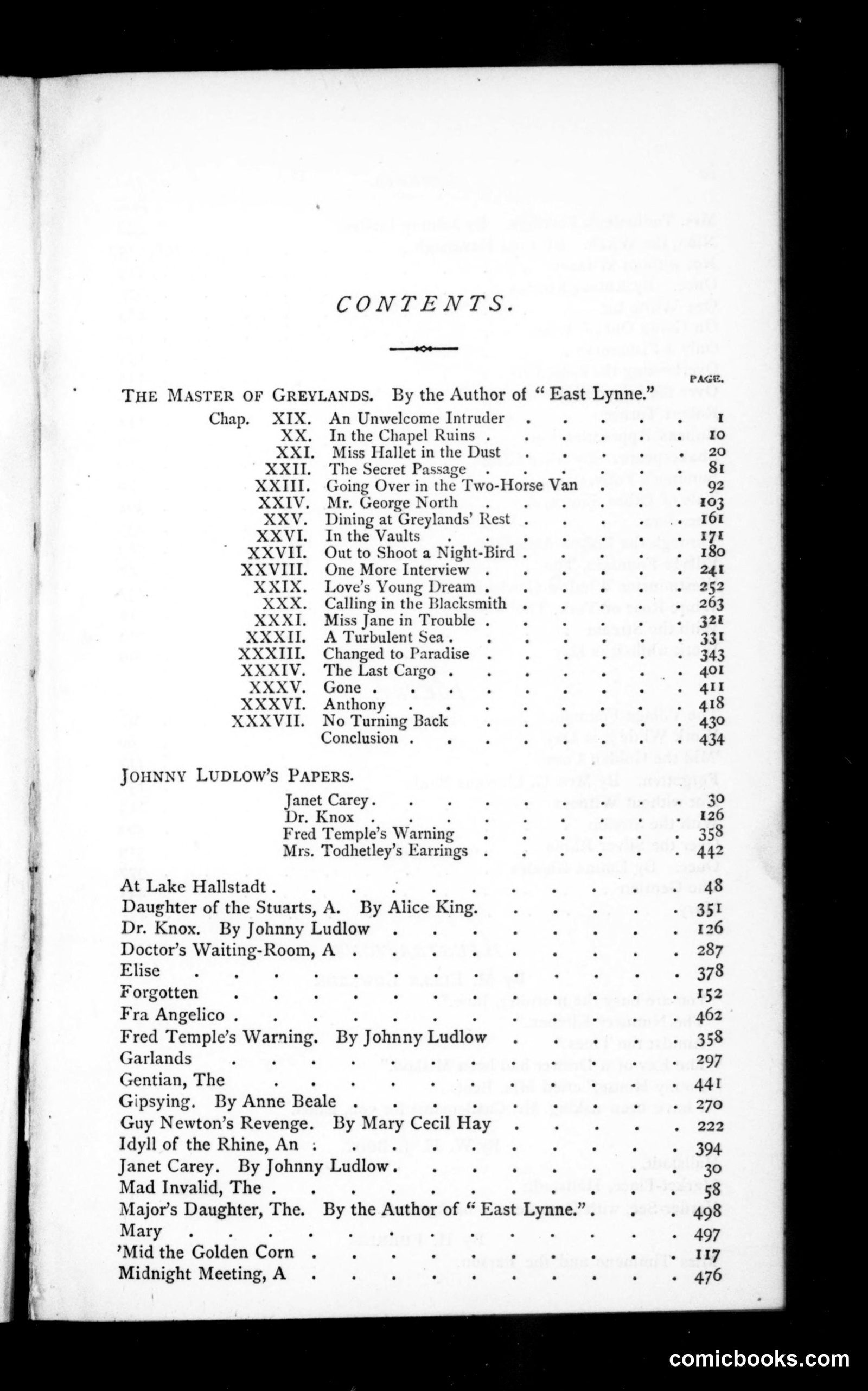The Argosy, Vol. 16 (1873): Table of Contents