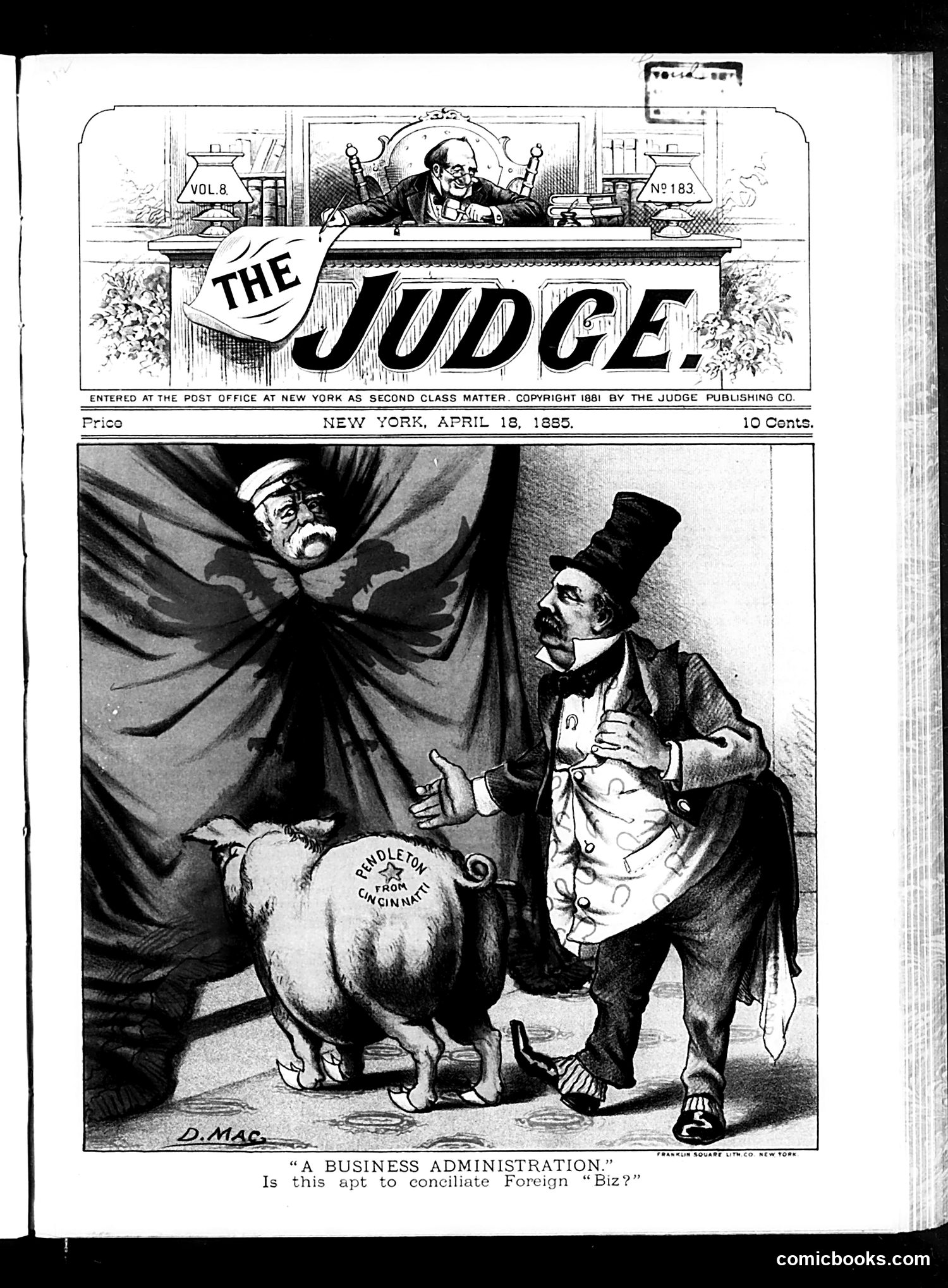 Judge — April 18, 1885 — page 1: Judge, 1885-04-18