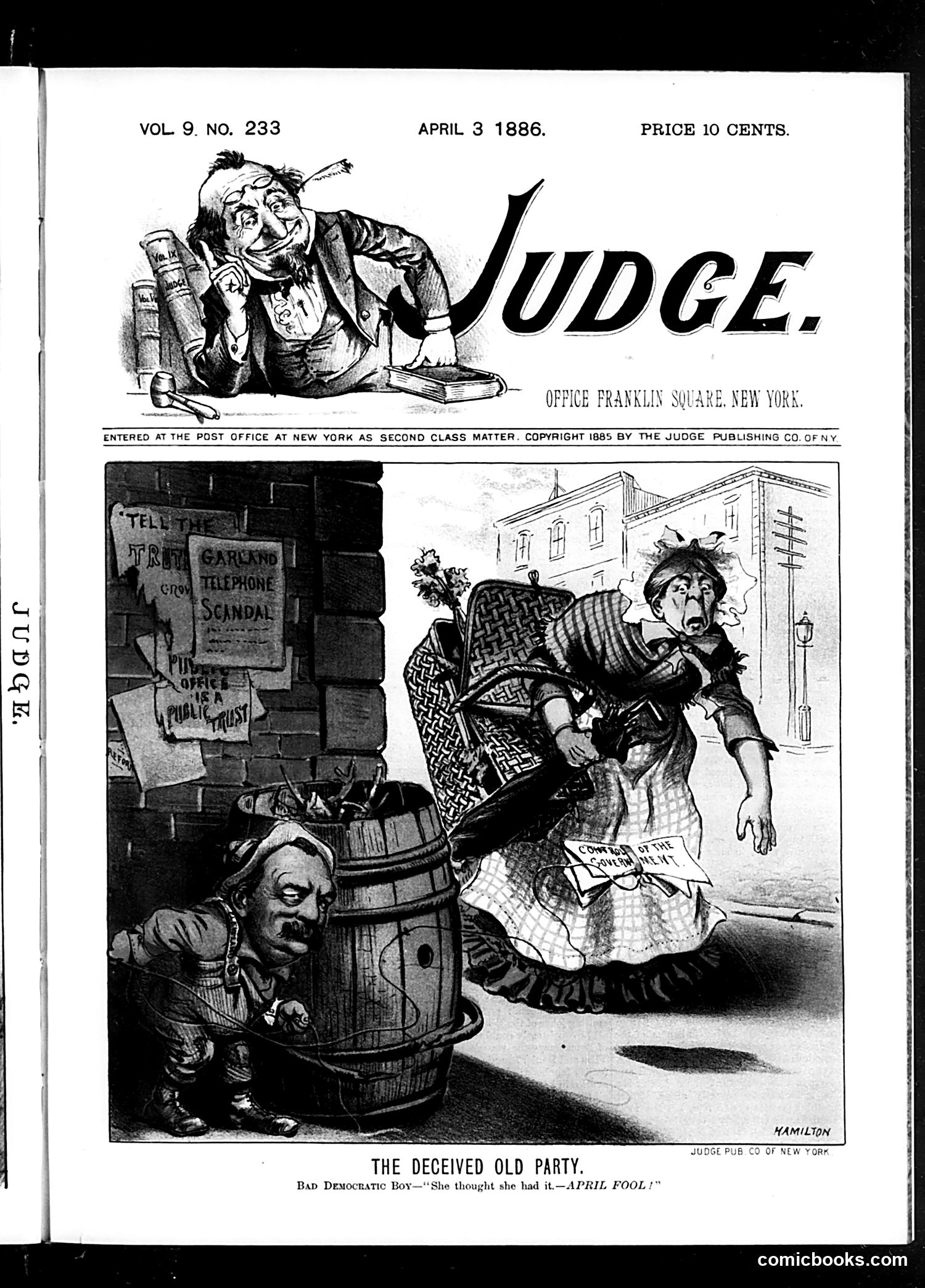 Judge — April 3, 1886 — page 1: Judge, 1886-04-03