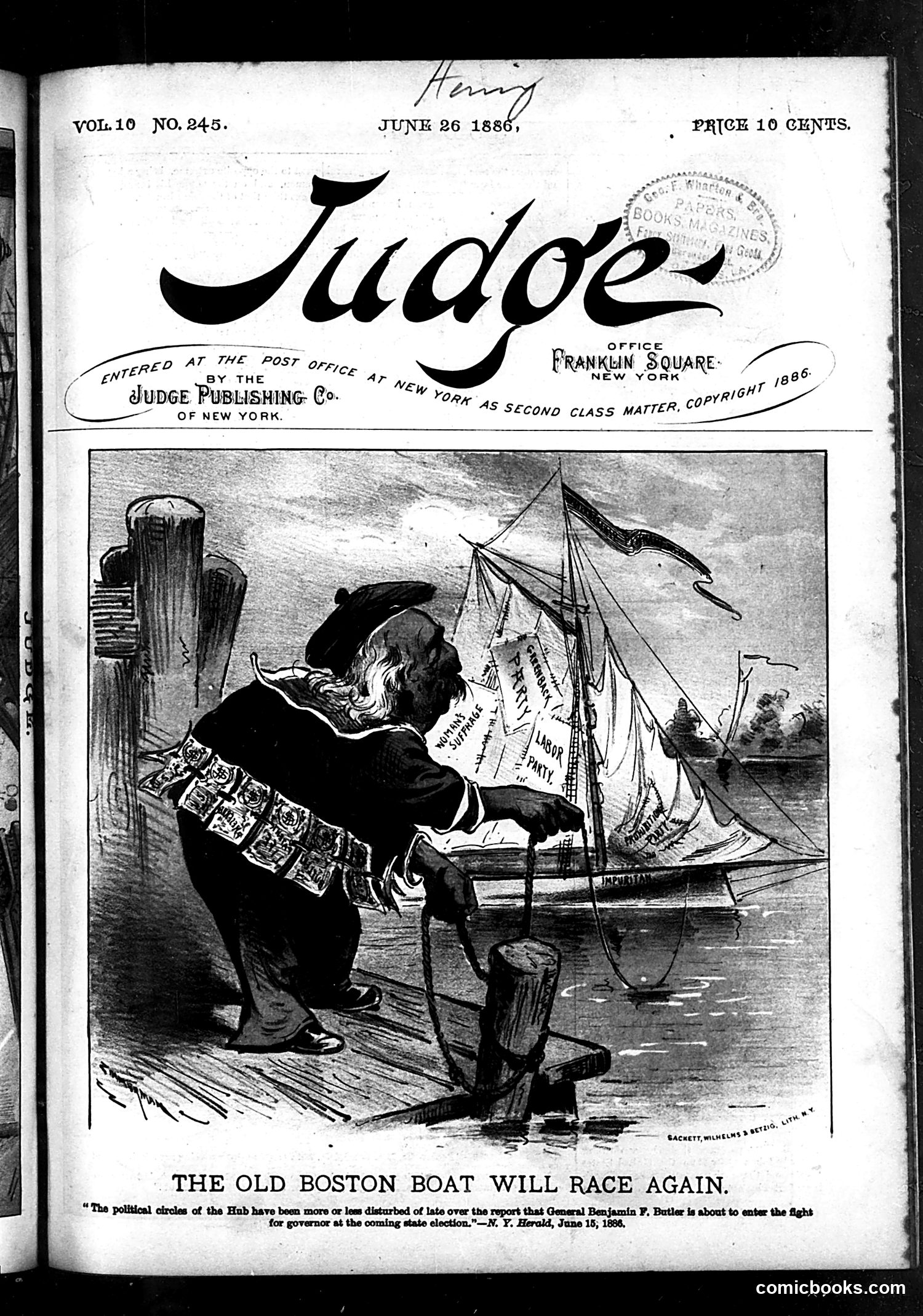 Judge — June 26, 1886 — page 1: Judge, 1886-06-26