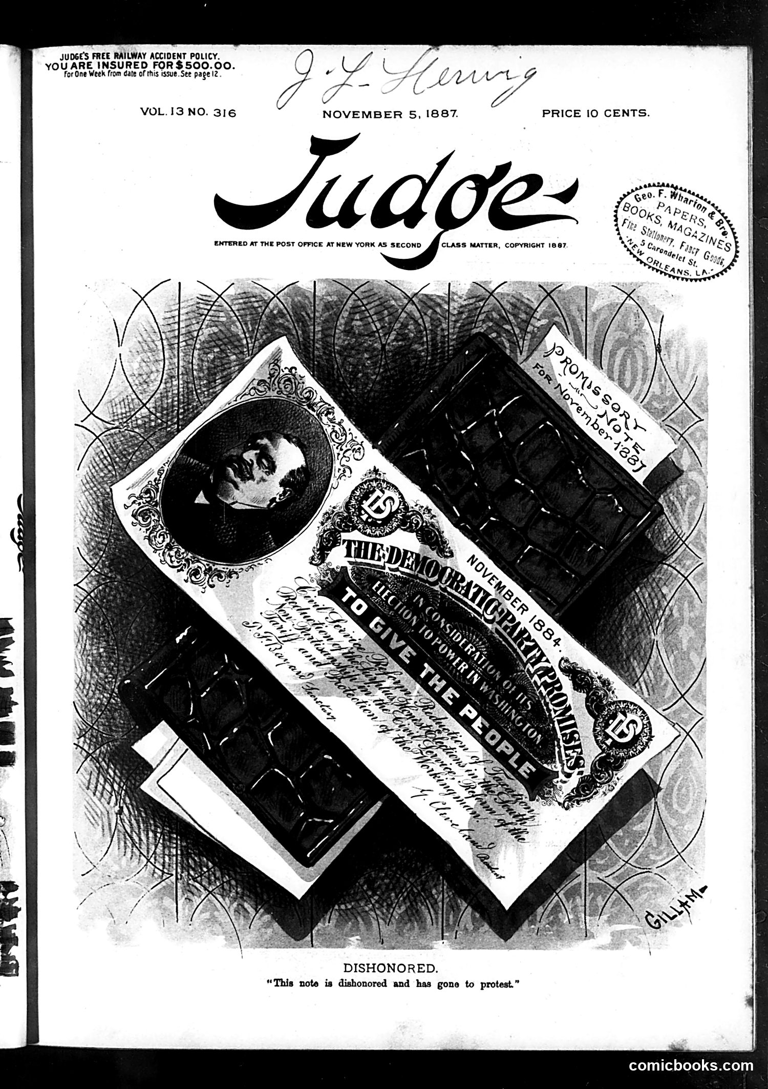 Judge — November 5, 1887 — page 1: Judge, 1887-11-05