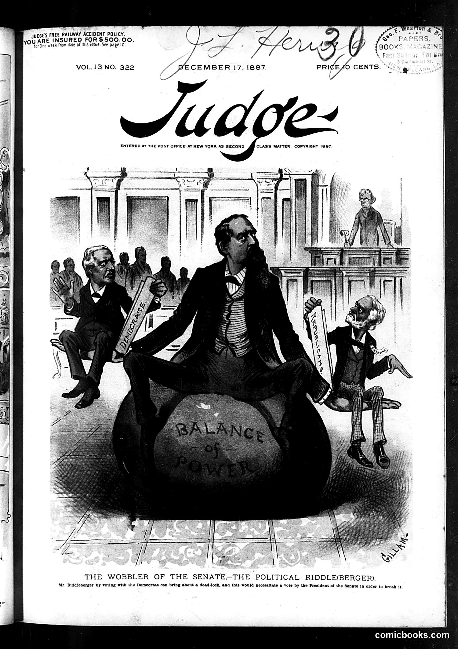 Judge — December 17, 1887 — page 1: Judge, 1887-12-17
