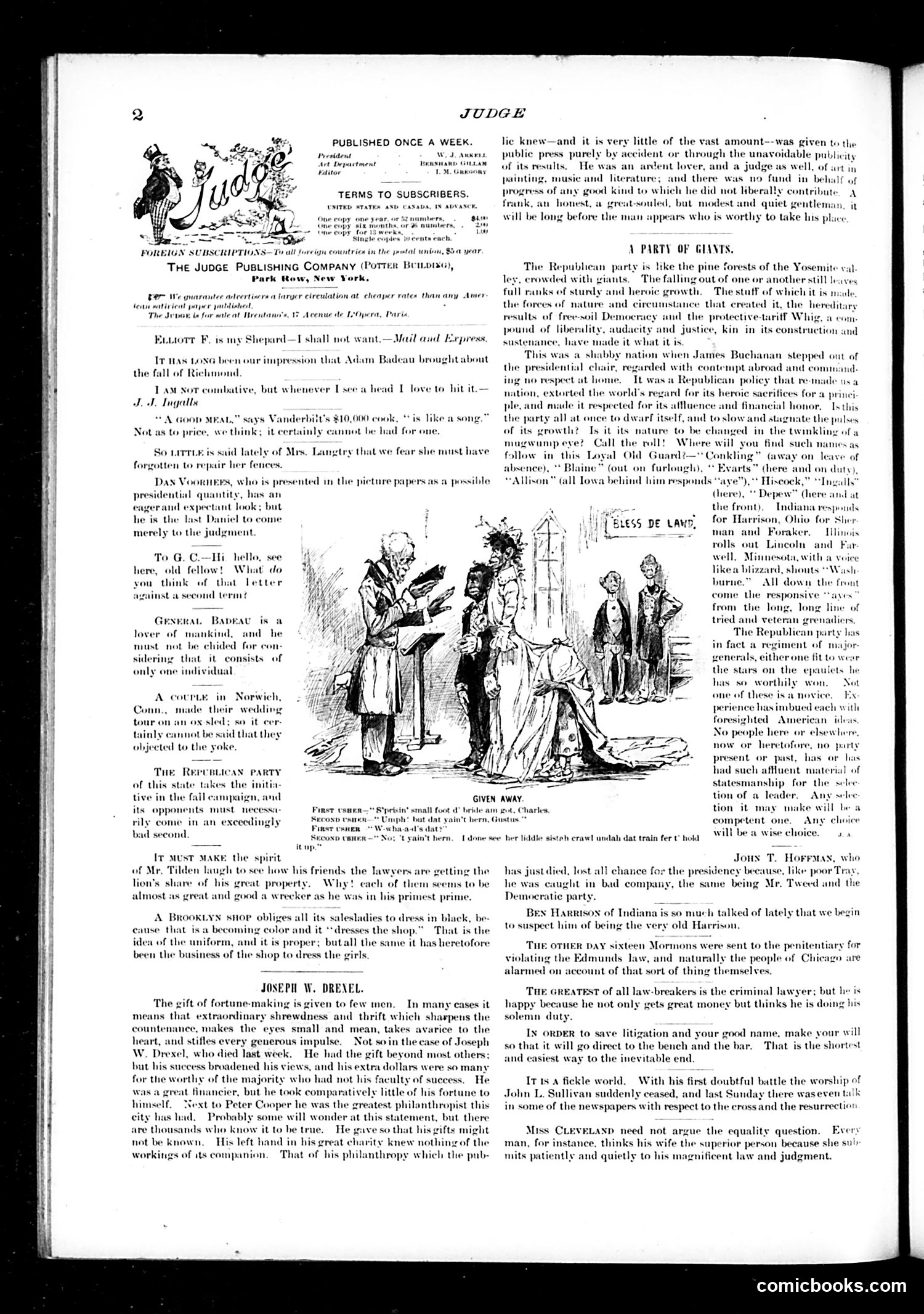 Judge — April 7, 1888 — page 2: Judge, 1888-04-07