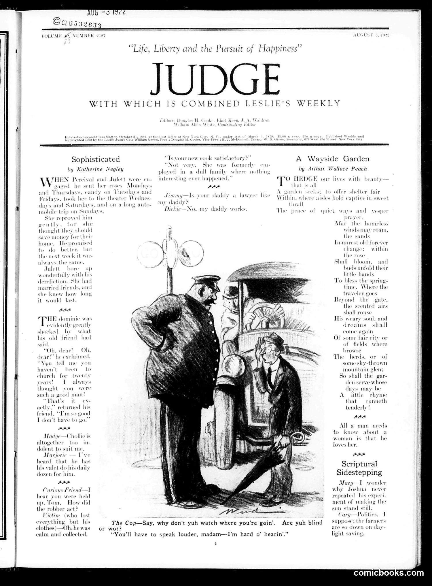 Judge — August 5, 1922 — page 3: Judge, 1922-08-05