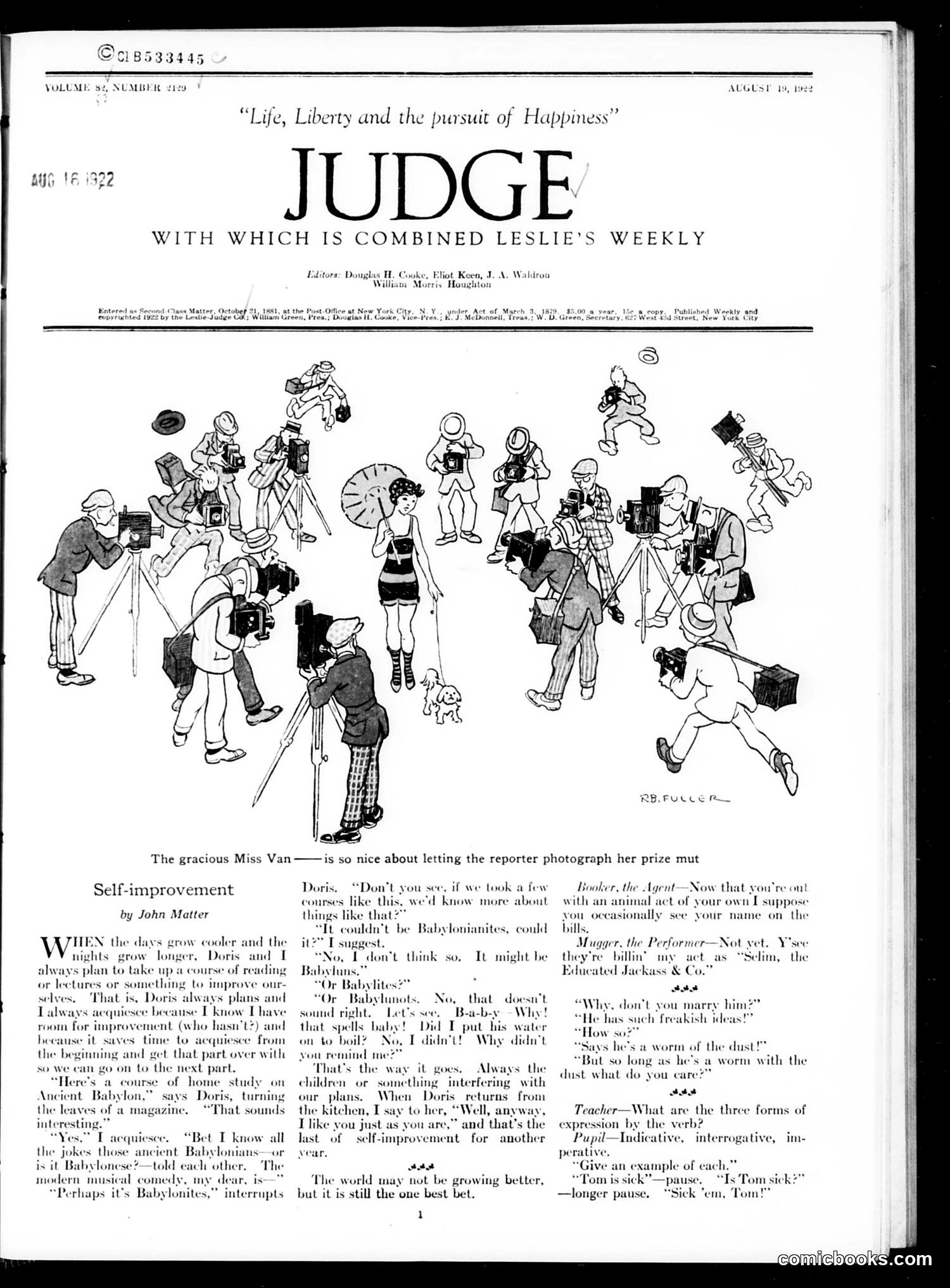 Judge — August 19, 1922 — page 3: Judge, 1922-08-19