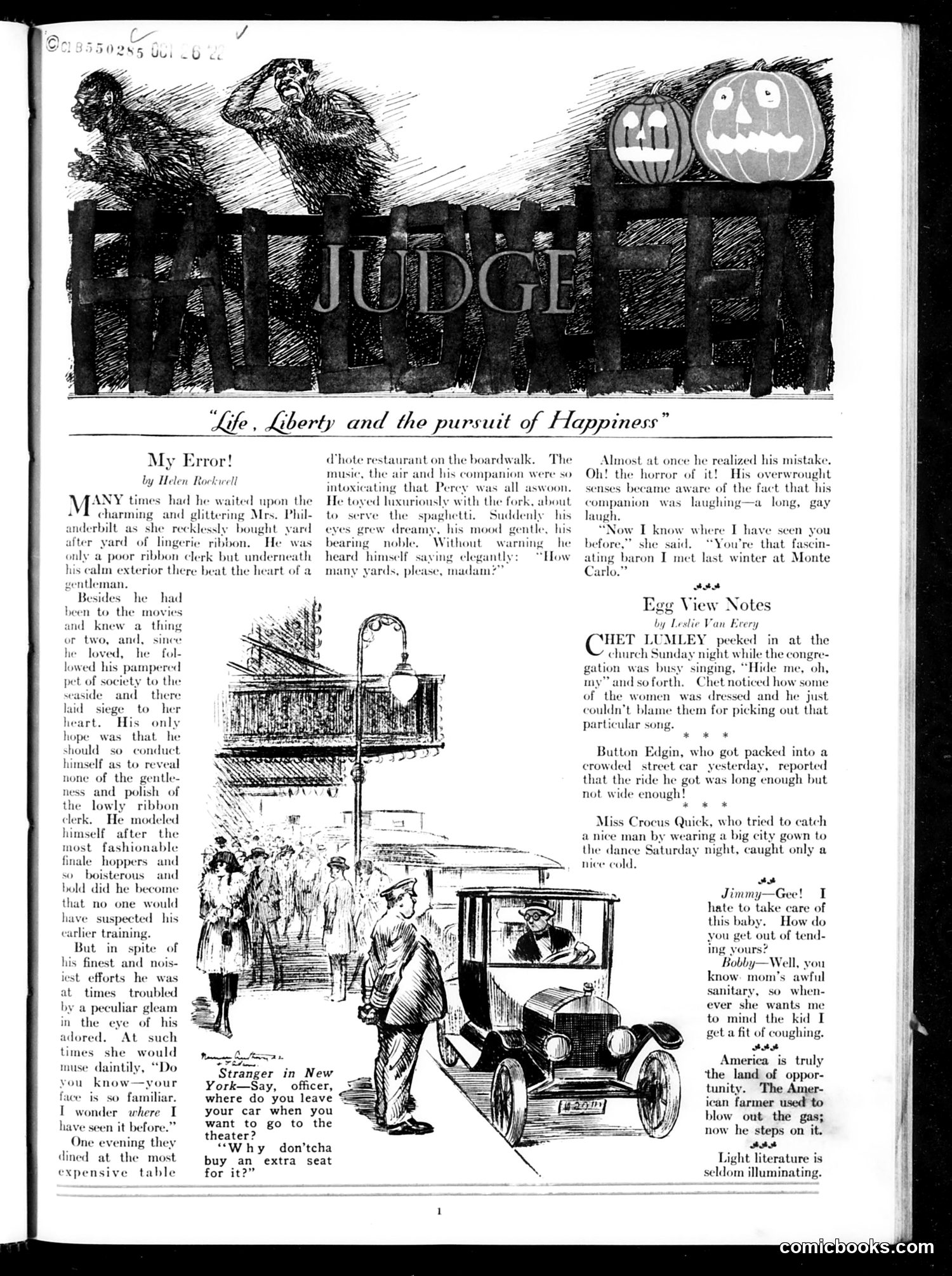 Judge — October 28, 1922 — page 3: Judge, 1922-10-28