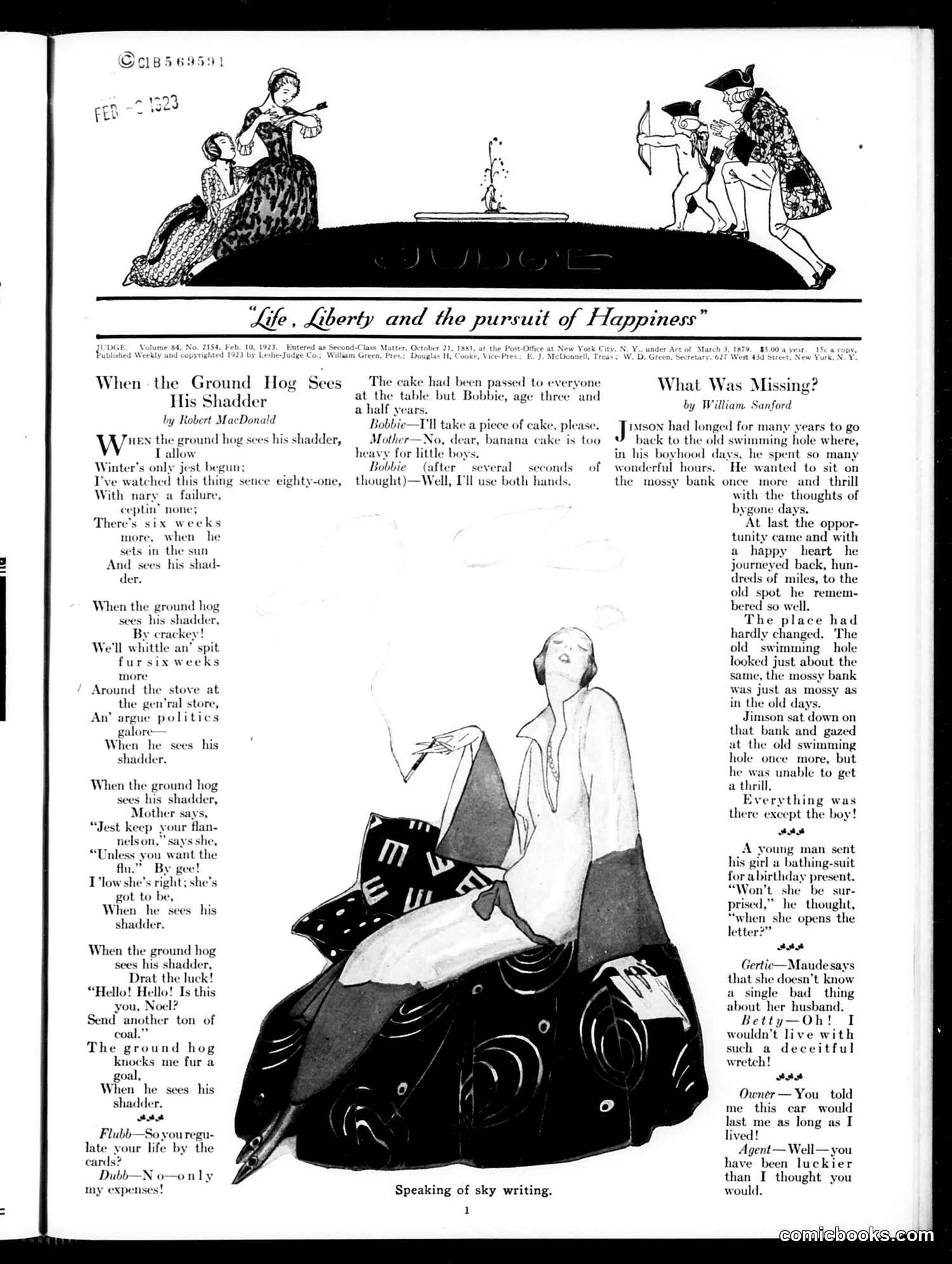 Judge — February 10, 1923 — page 3: Judge, 1923-02-10