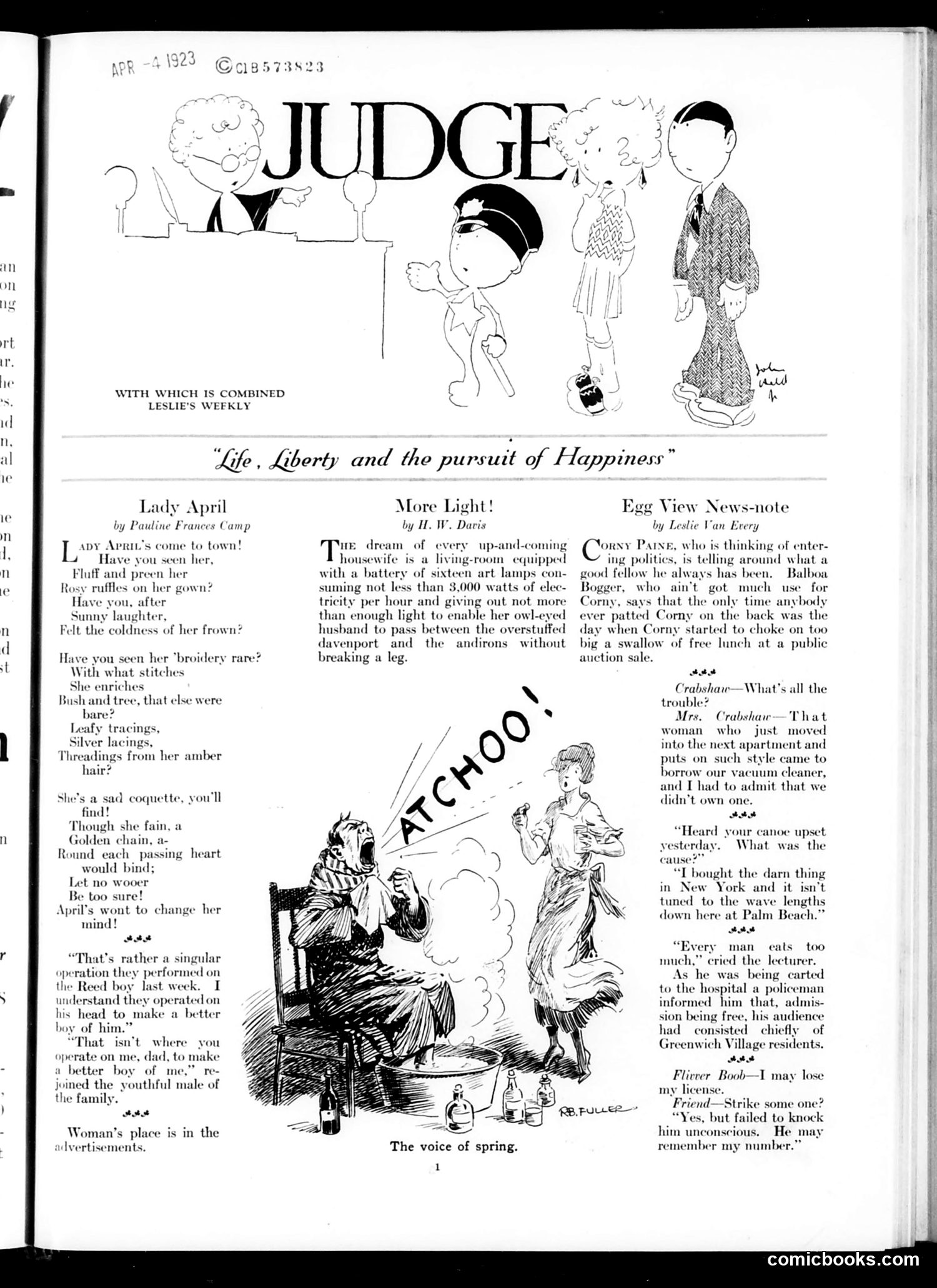 Judge — April 7, 1923 — page 3: Judge, 1923-04-07