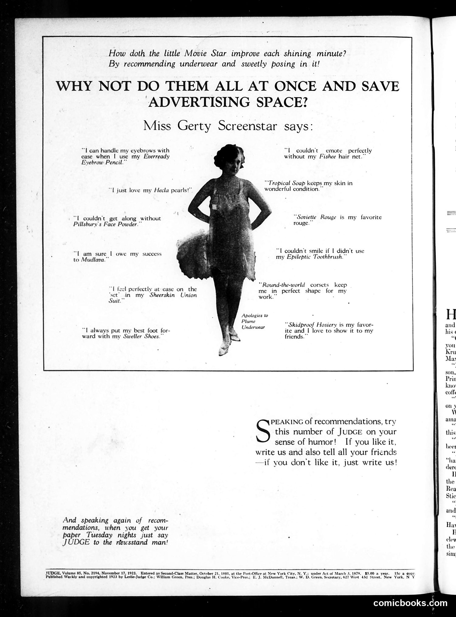 Judge — November 17, 1923 — page 6: Judge, 1923-11-17