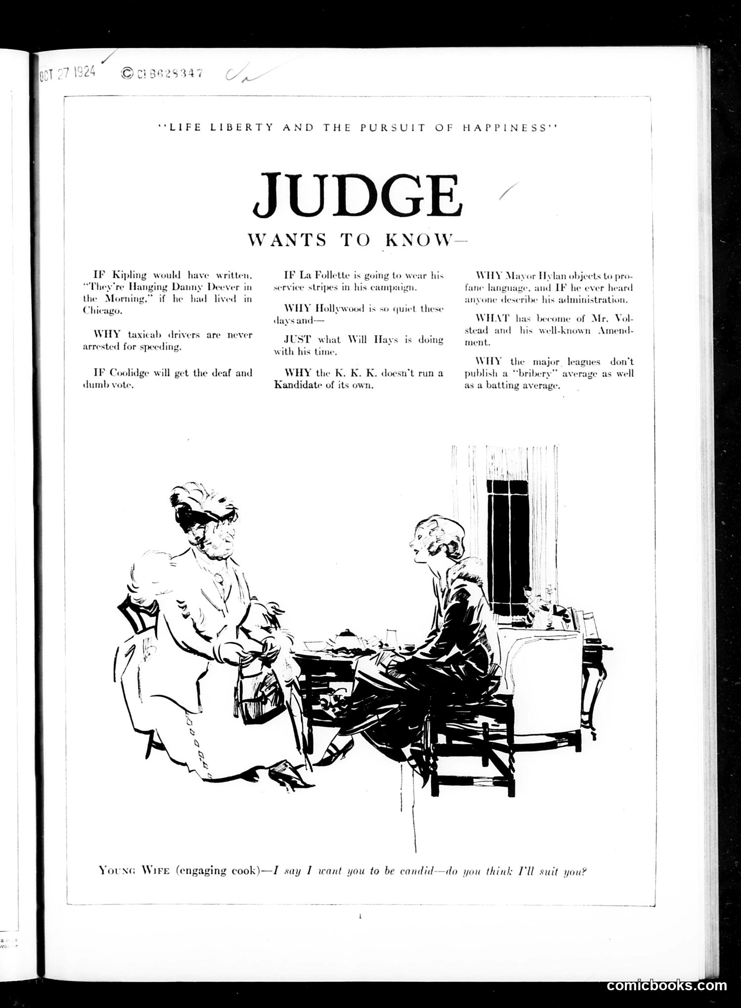 Judge — October 18, 1924 — page 3: Judge, 1924-10-18