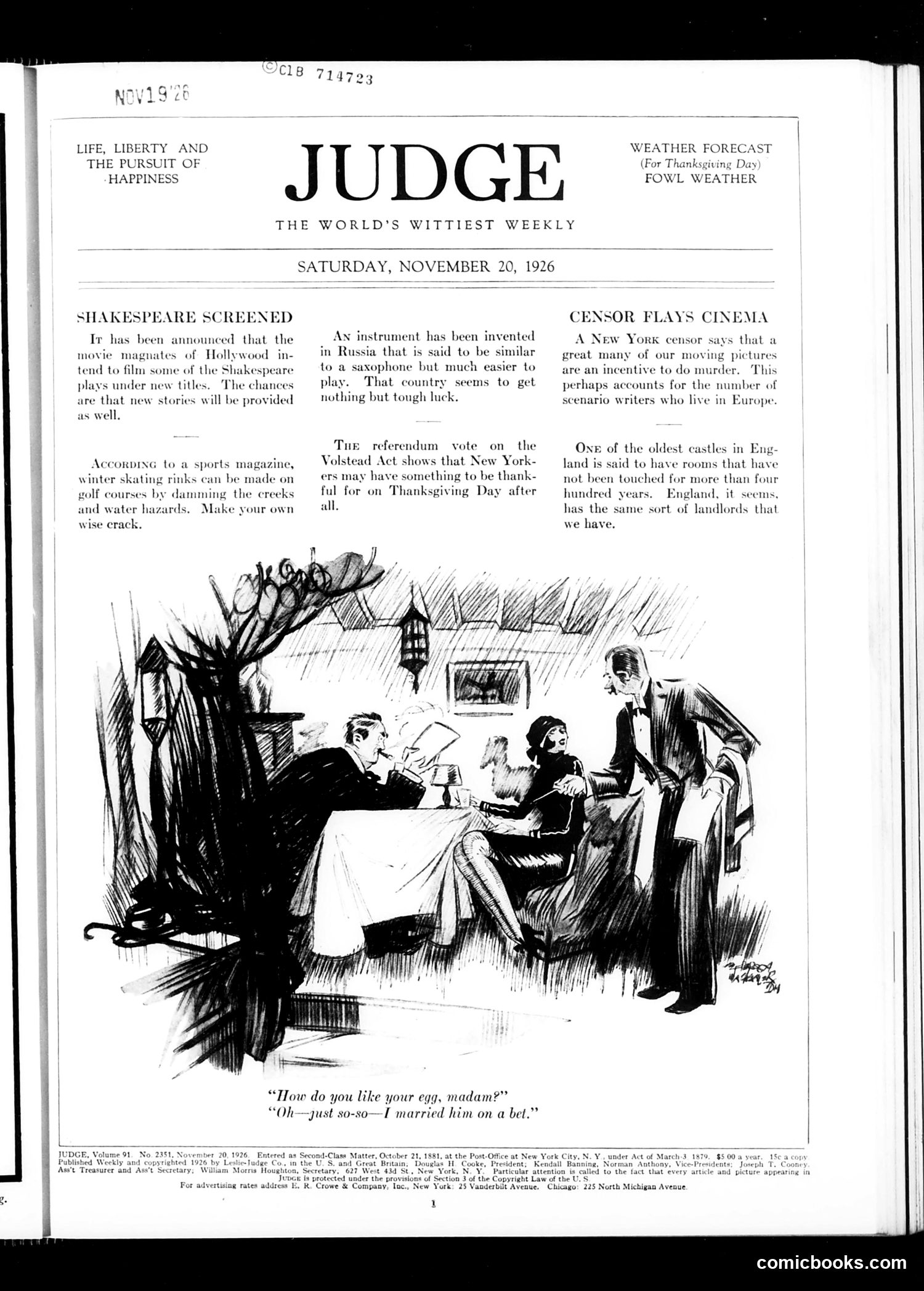 Judge — November 20, 1926 — page 3: Judge, 1926-11-20
