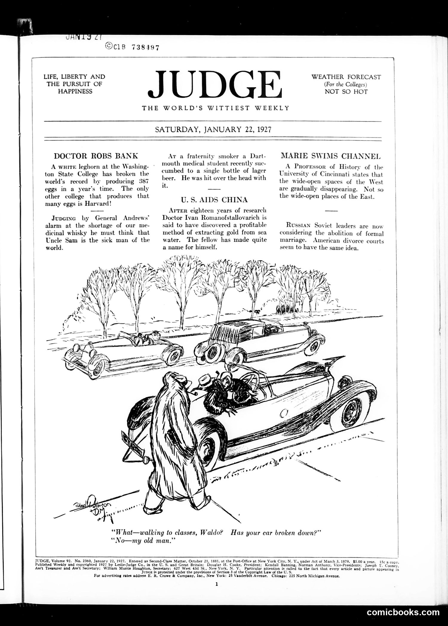 Judge — January 22, 1927 — page 3: Judge, 1927-01-22