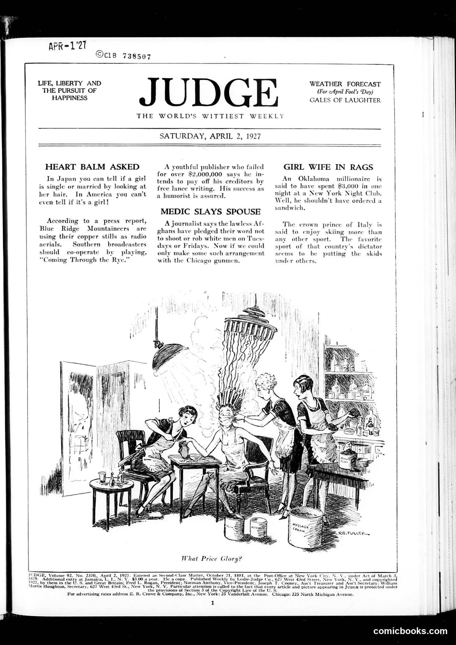 Judge — April 2, 1927 — page 3: Judge, 1927-04-02