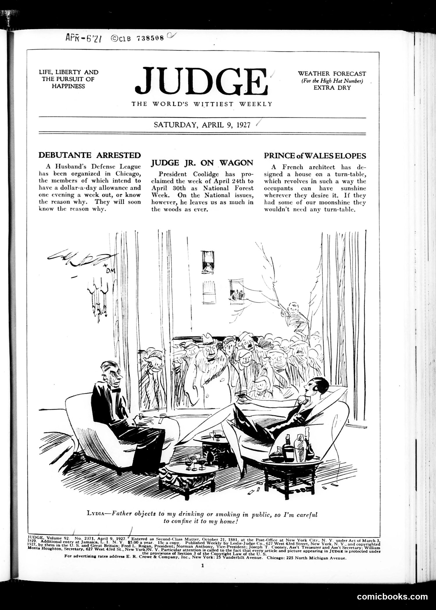 Judge — April 9, 1927 — page 3: Judge, 1927-04-09
