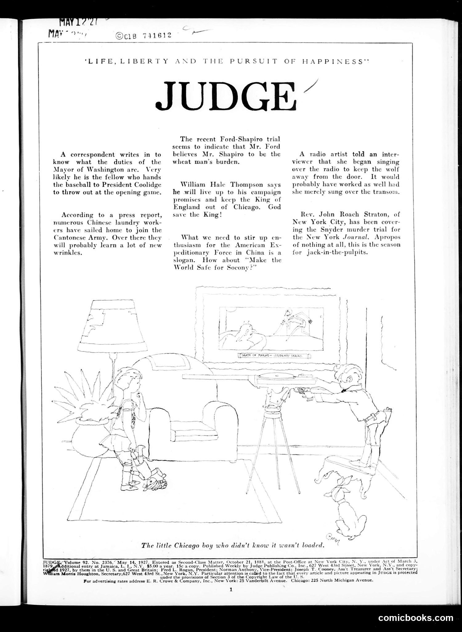 Judge — May 14, 1927 — page 3: Judge, 1927-05-14