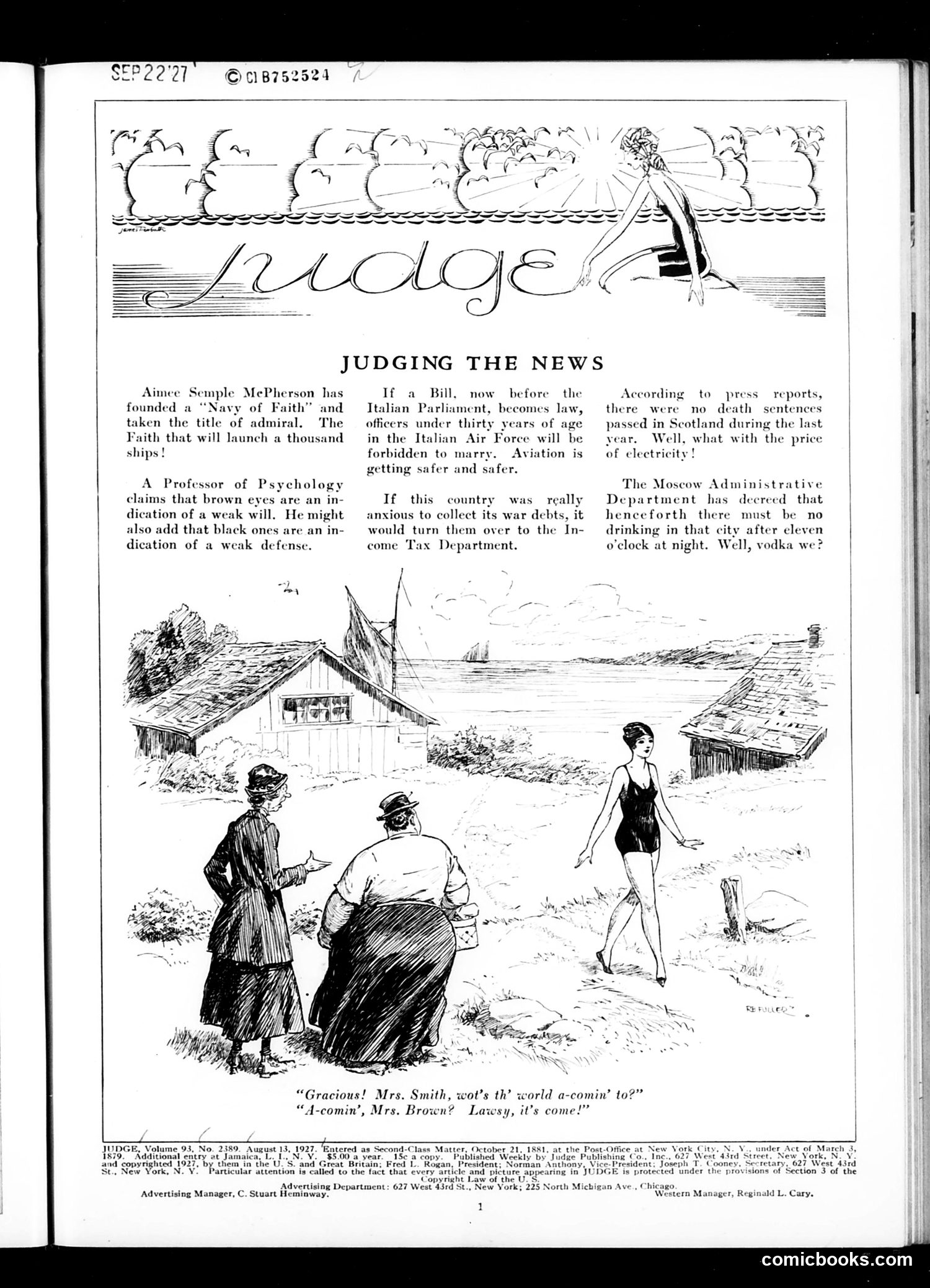 Judge — August 13, 1927 — page 3: Judge, 1927-08-13