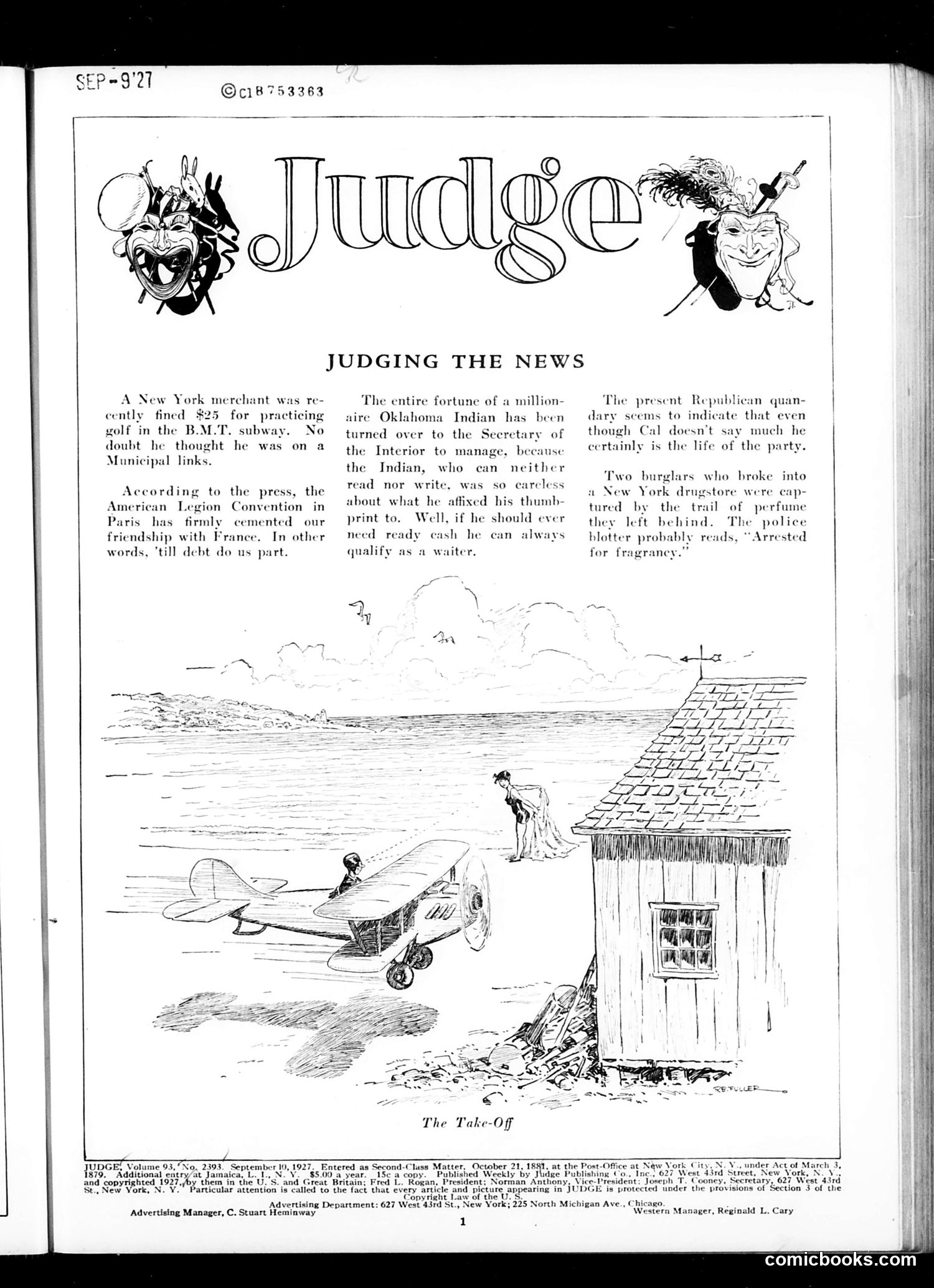Judge — September 10, 1927 — page 3: Judge, 1927-09-10