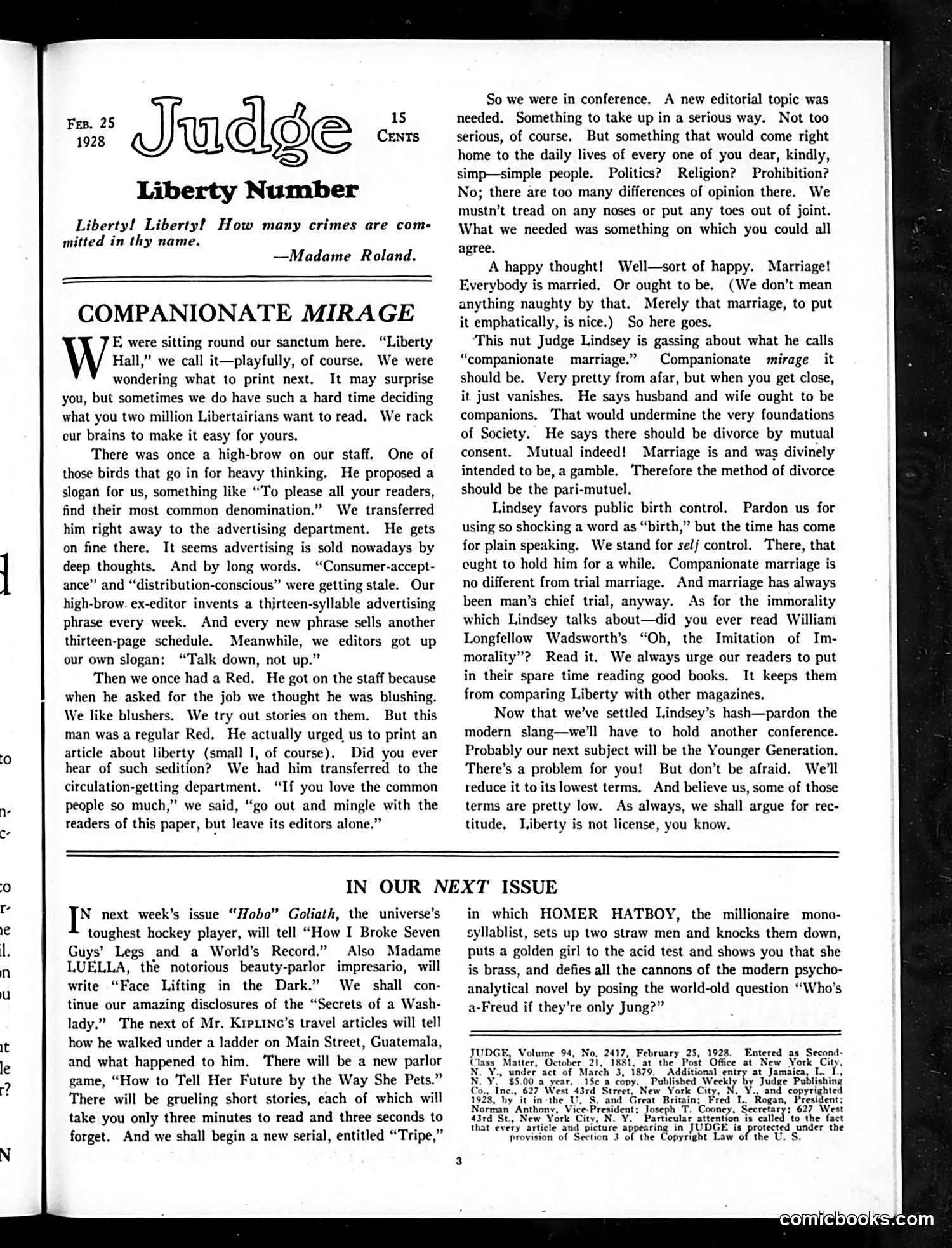 Judge — February 25, 1928 — page 5: Judge, 1928-02-25