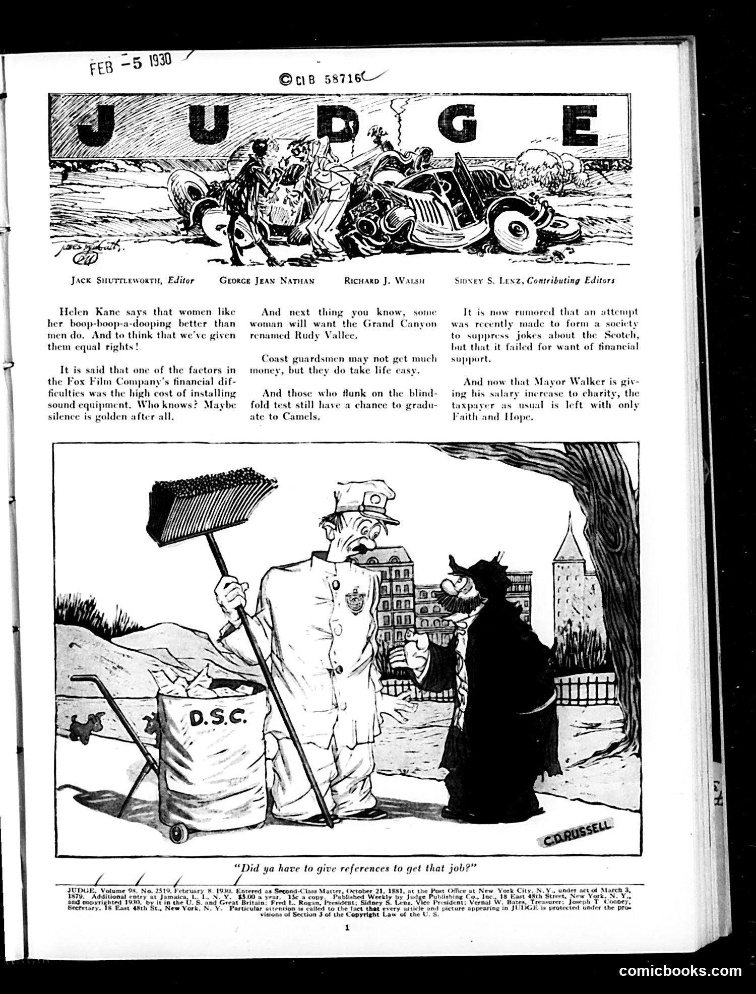 Judge — February 8, 1930 — page 3: Judge, 1930-02-08