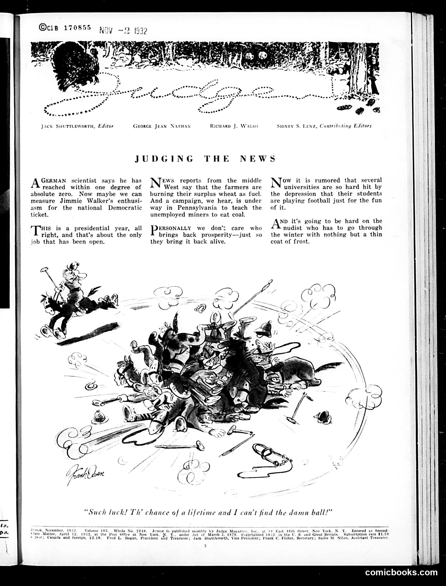 Judge — November 1932 — page 5: Judge, 1932-11