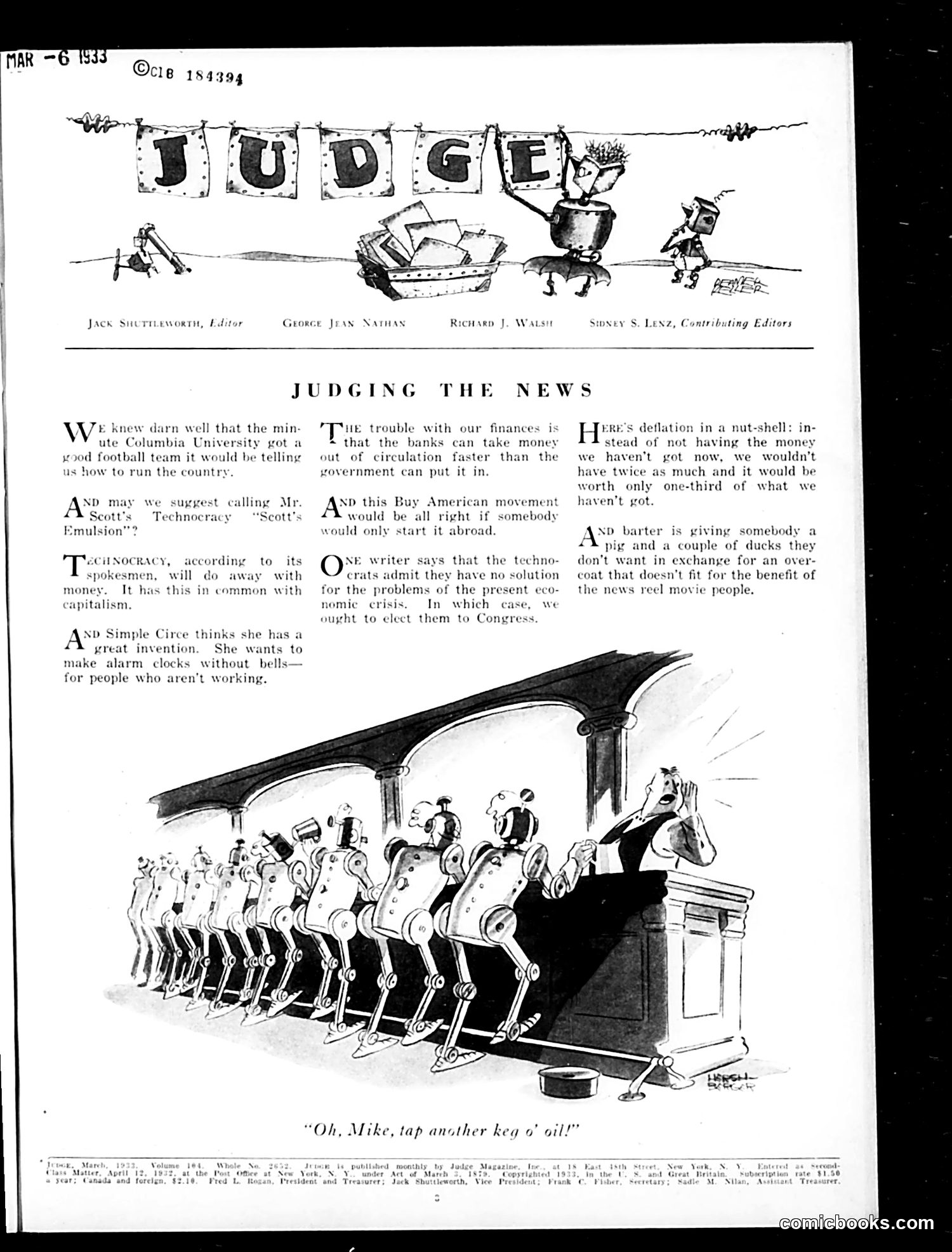Judge — March 1933 — page 5: Judge, 1933-03