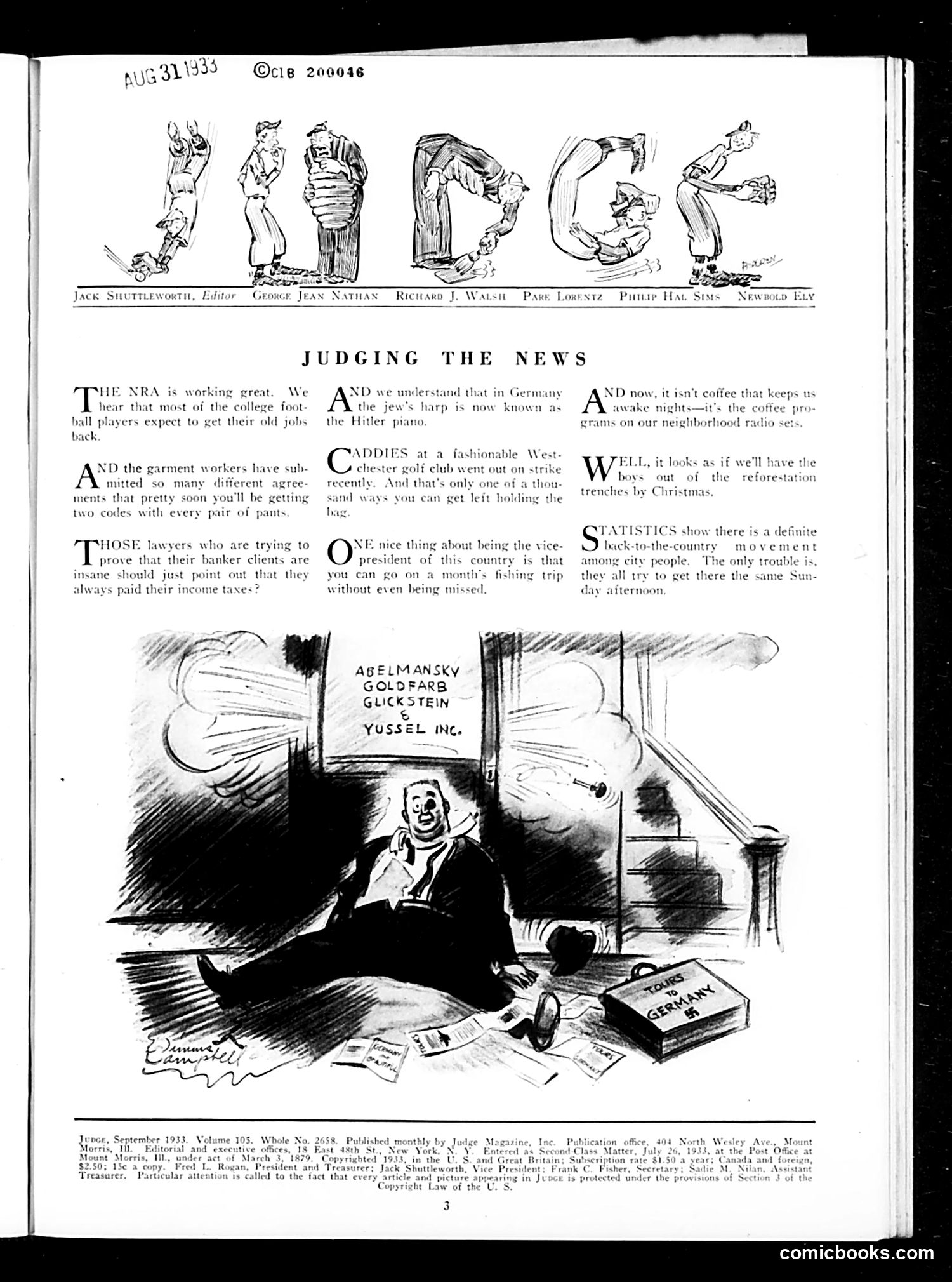 Judge — September 1933 — page 5: Judge, 1933-09