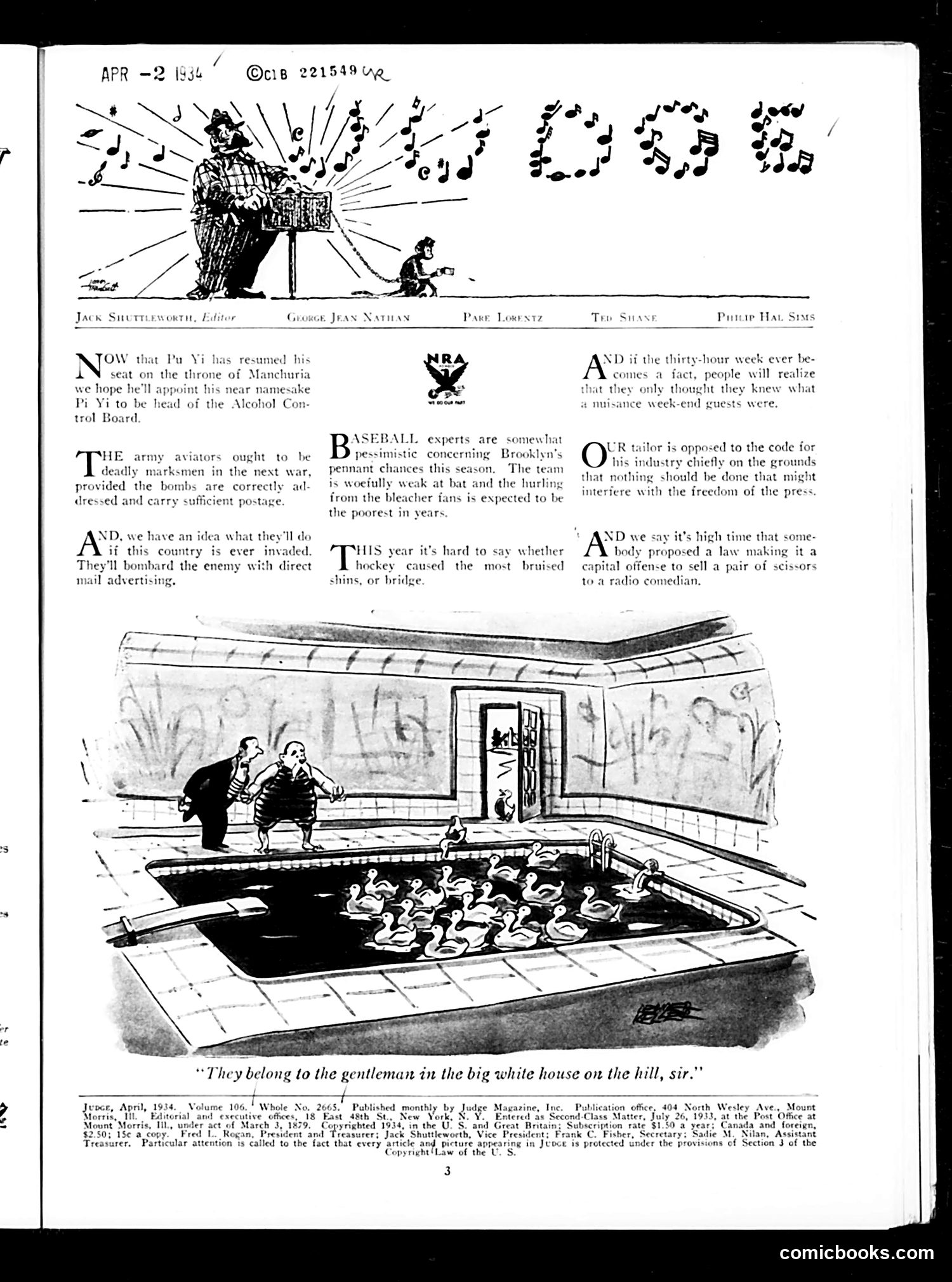 Judge — April 1934 — page 5: Judge, 1934-04