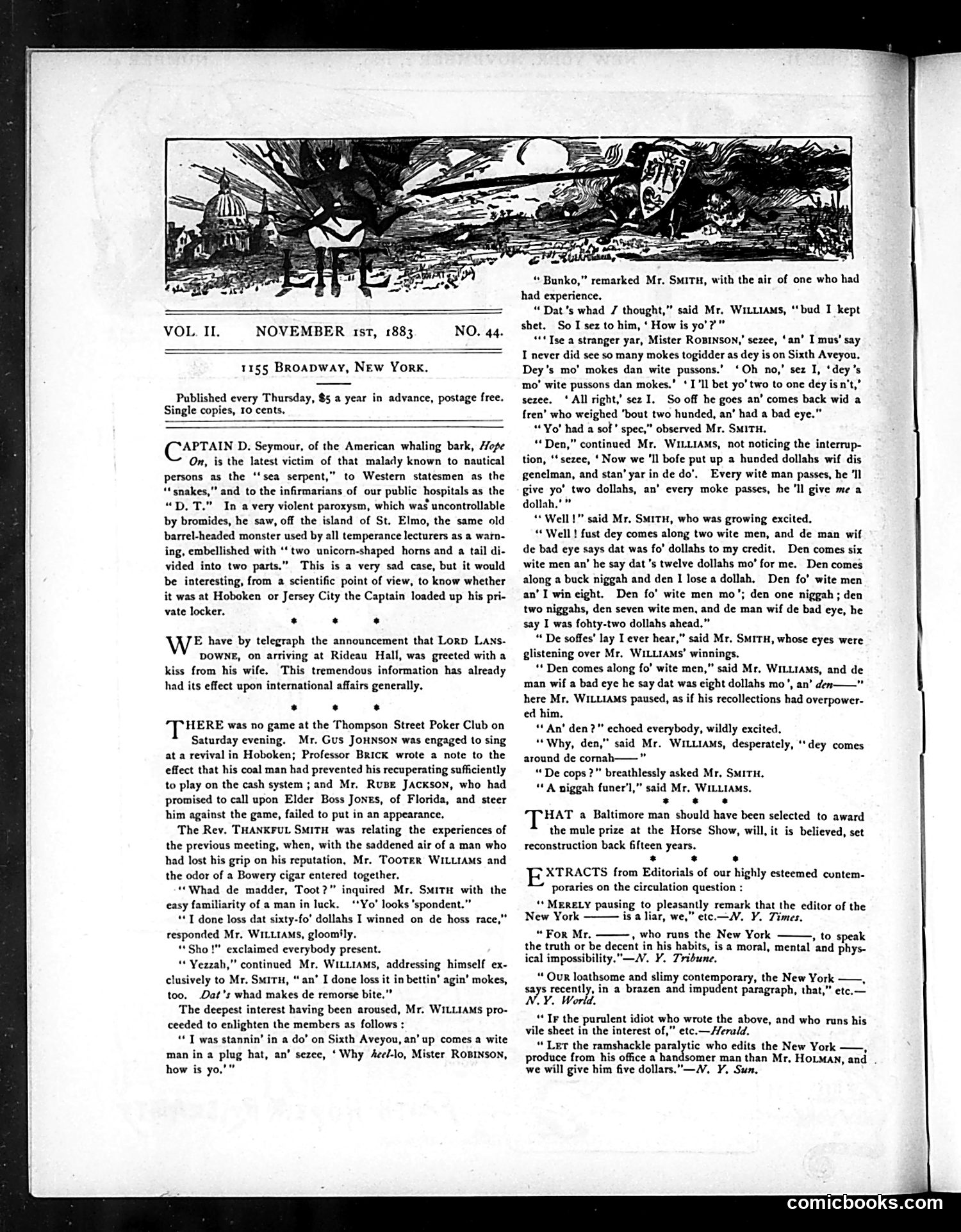 Life — November 1, 1883 — page 2: Life, 1883-11-01
