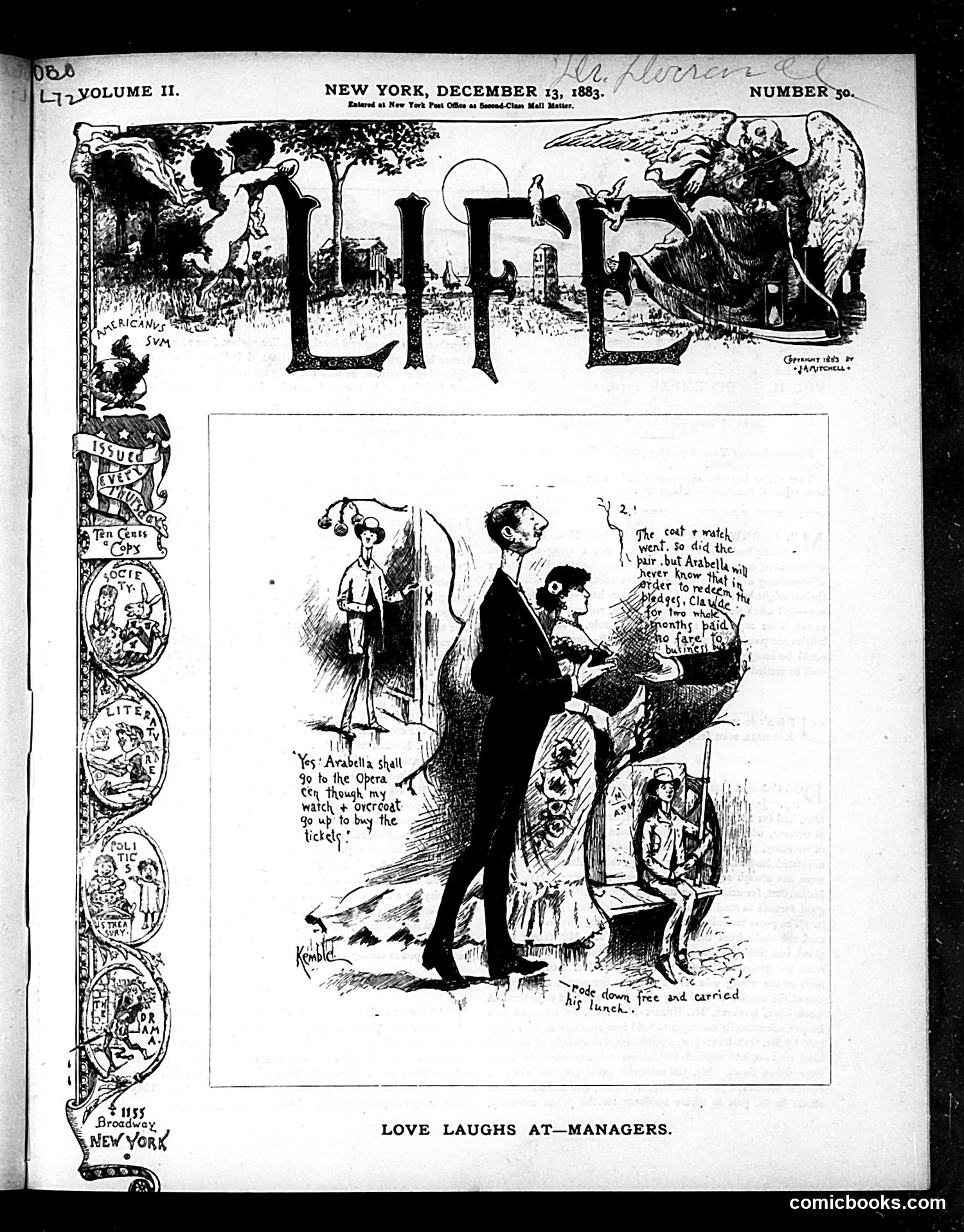 Life — December 13, 1883 — page 1: Life, 1883-12-13