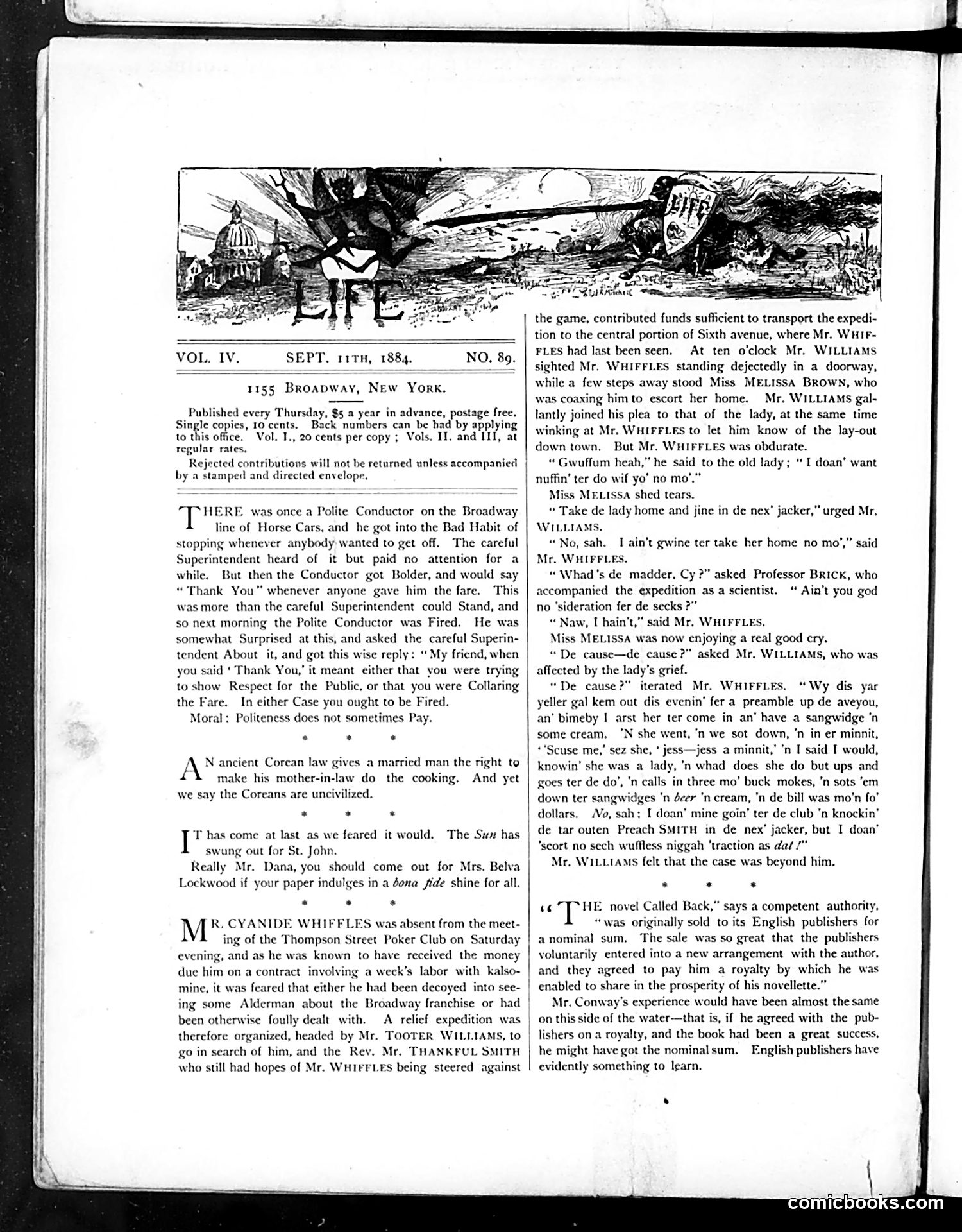 Life — September 11, 1884 — page 2: Life, 1884-09-11