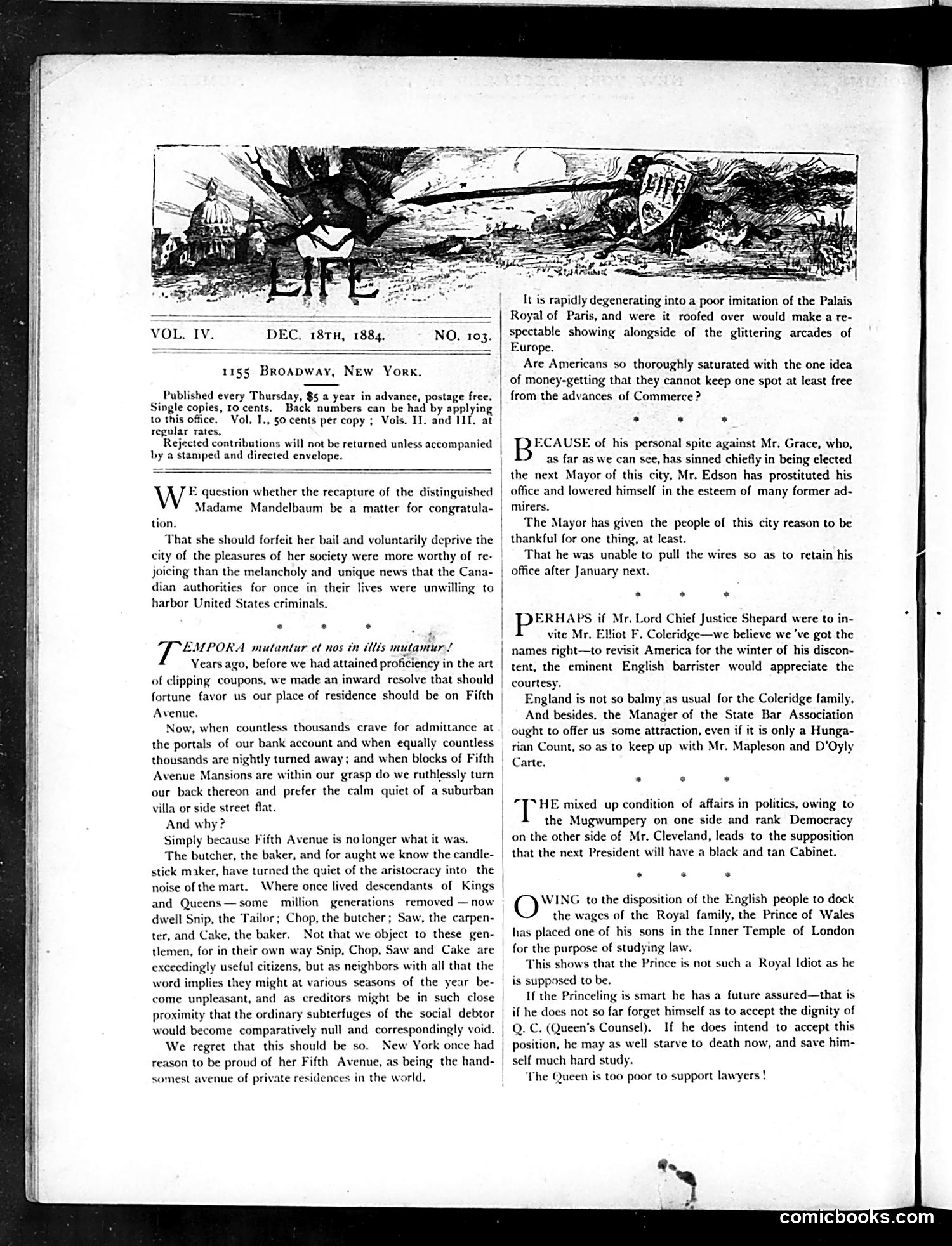 Life — December 18, 1884 — page 2: Life, 1884-12-18