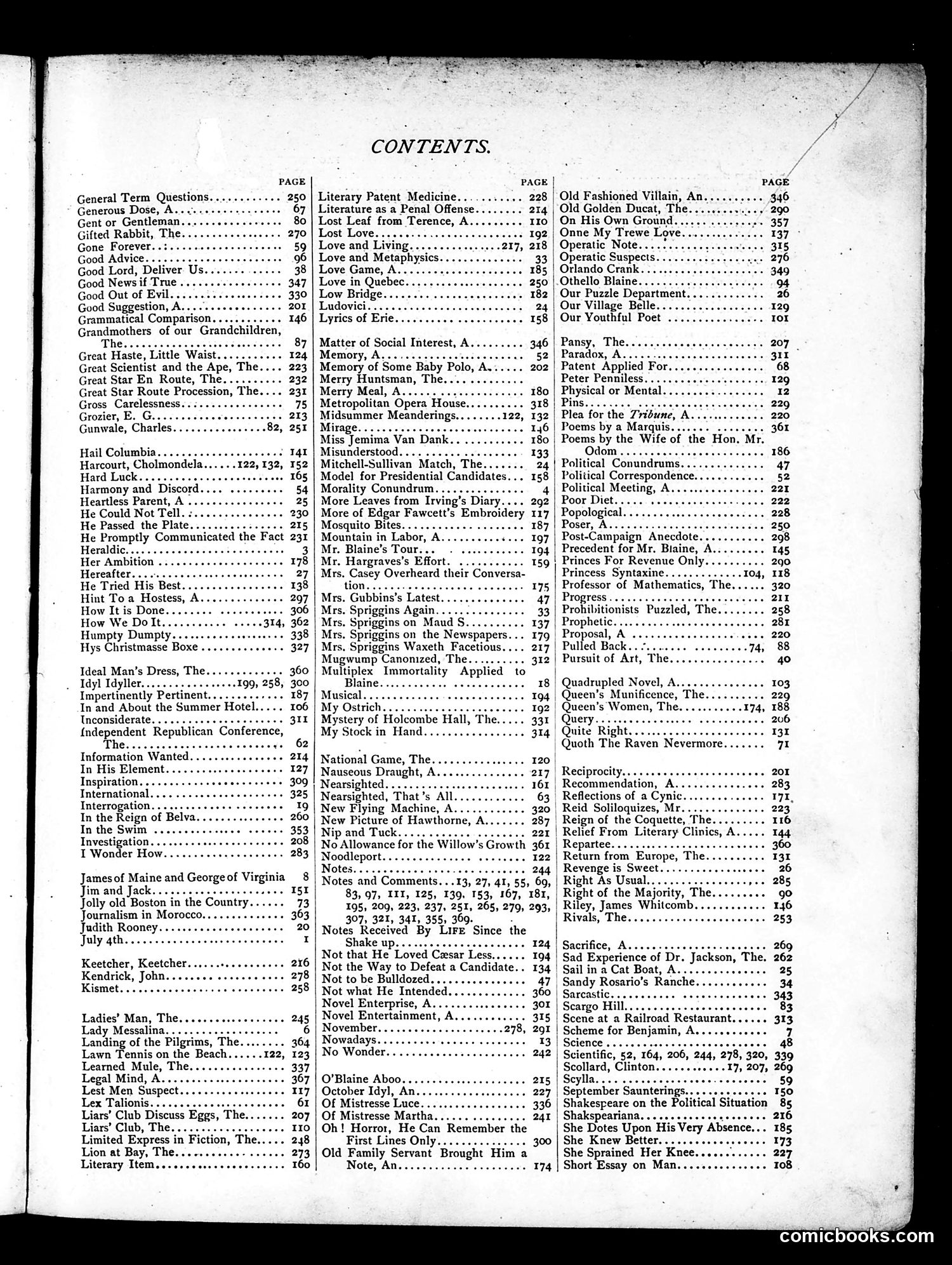 Life — 1884 — page 1: Life, 1884