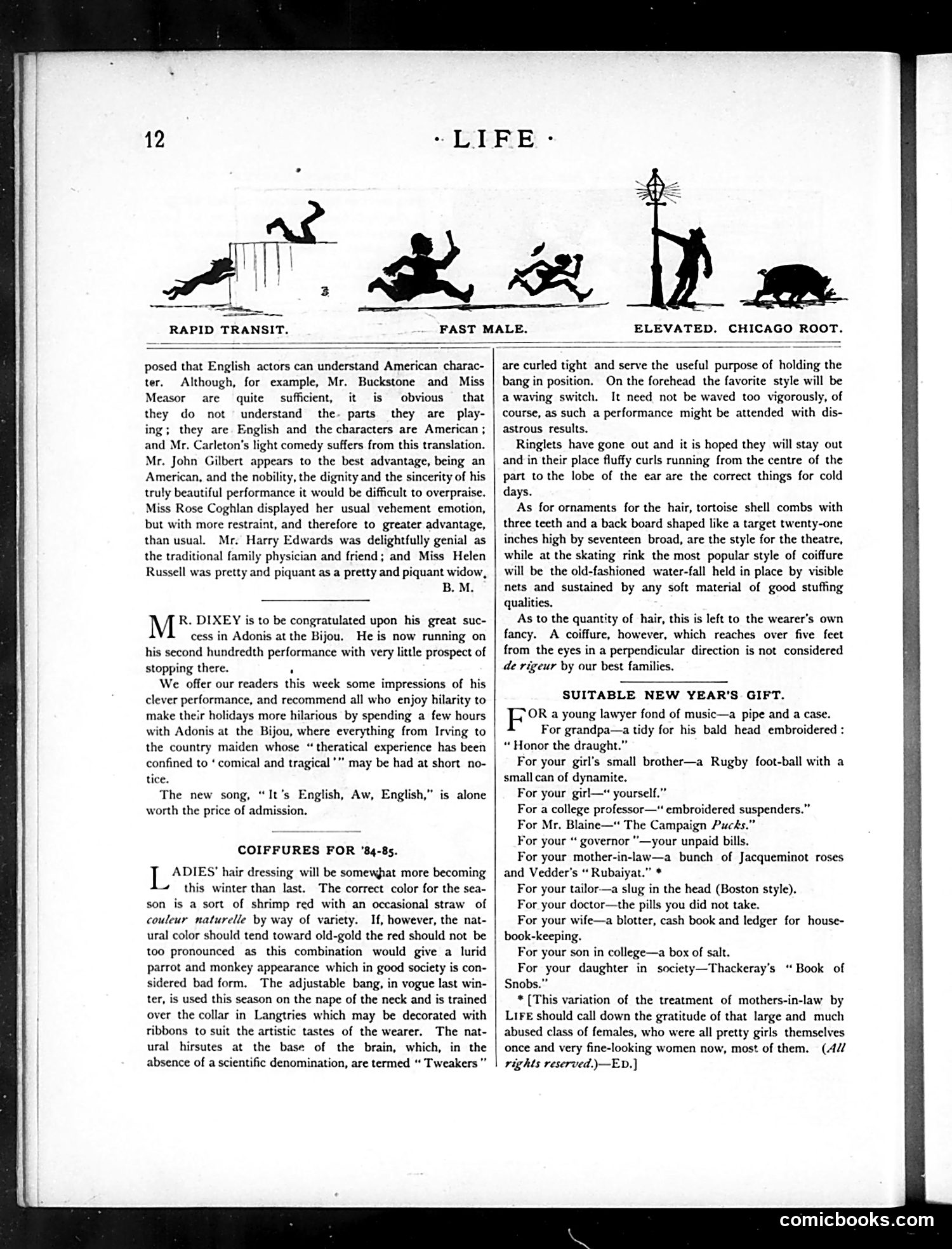 Life — January 1, 1885 — page 12: Life, 1885-01-01