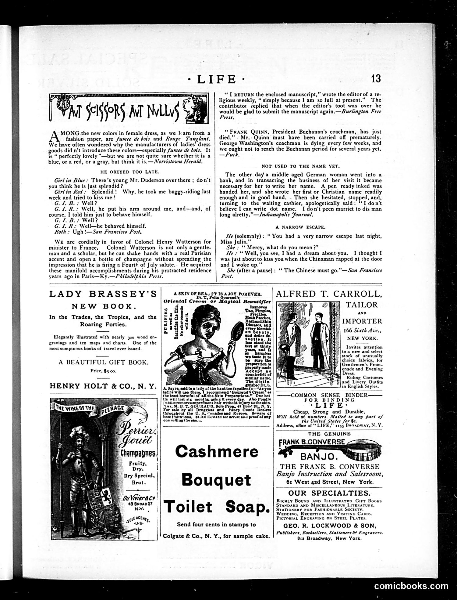 Life — January 1, 1885 — page 13: Life, 1885-01-01