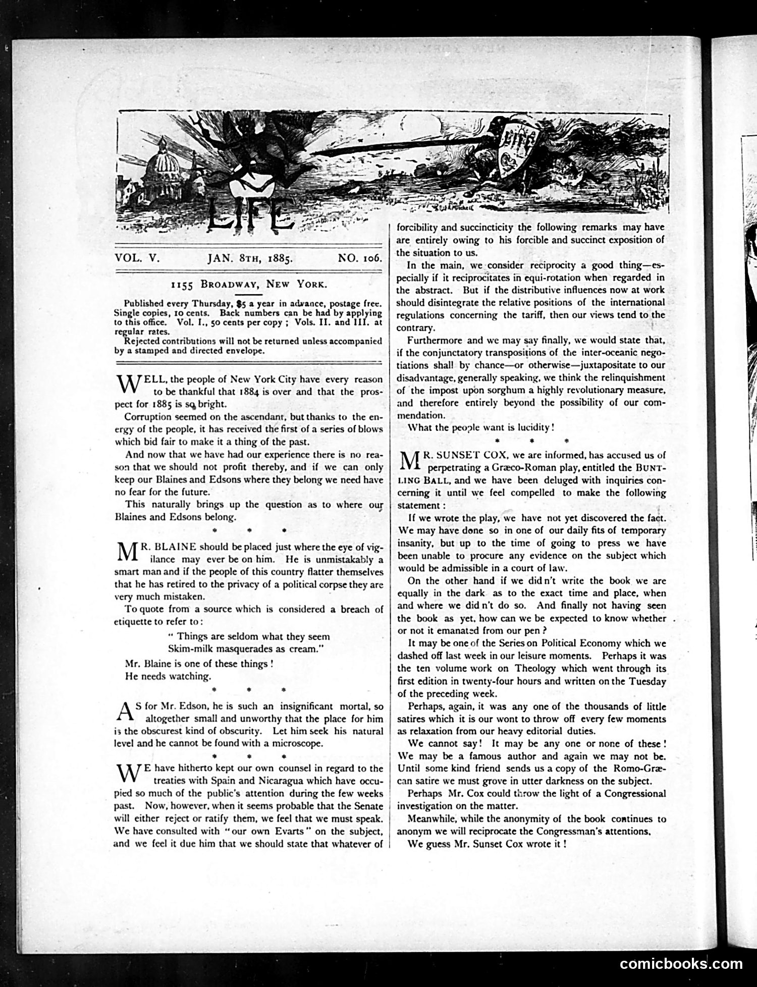 Life — January 8, 1885 — page 2: Life, 1885-01-08
