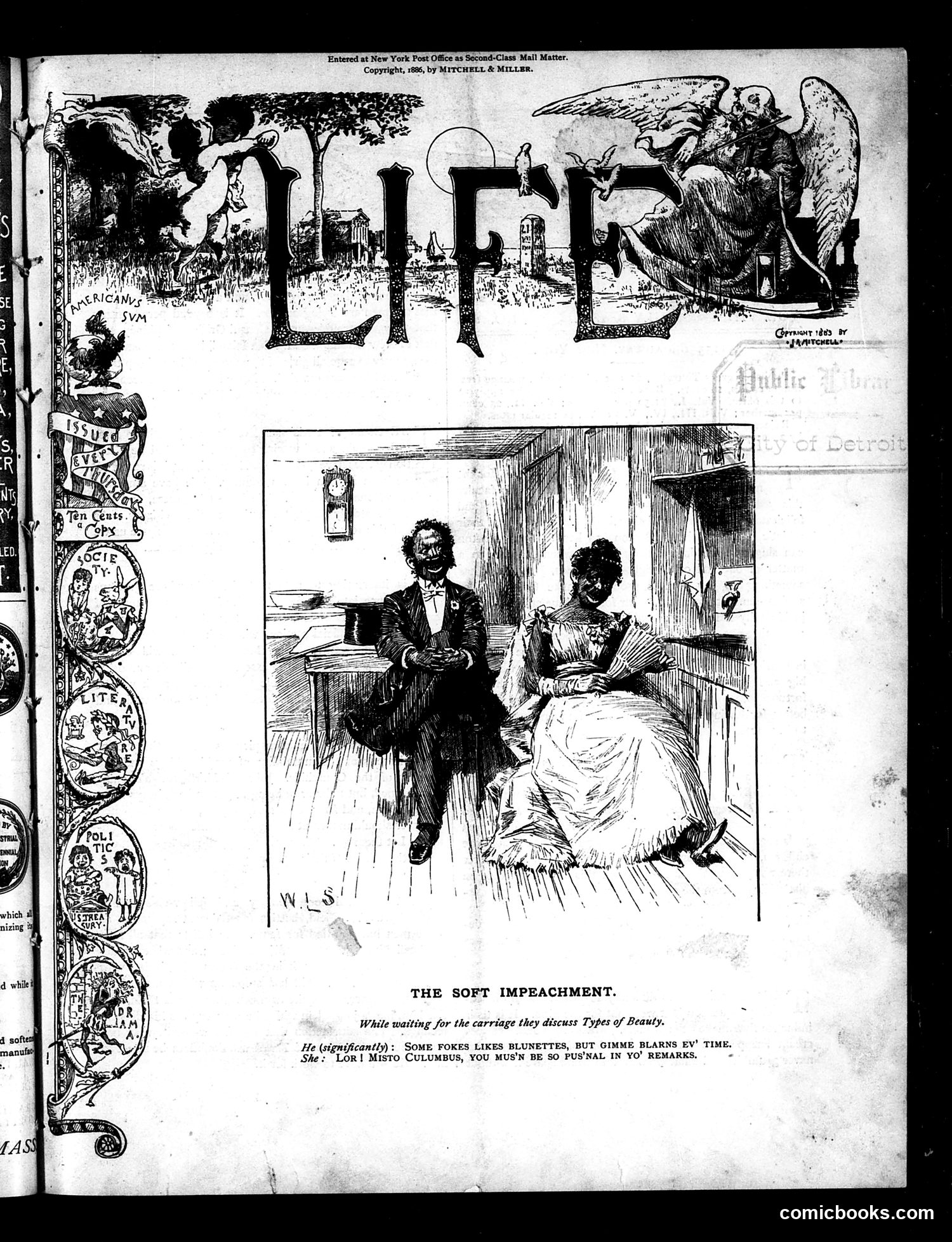 Life — July 8, 1886 — page 1: Life, 1886-07-08