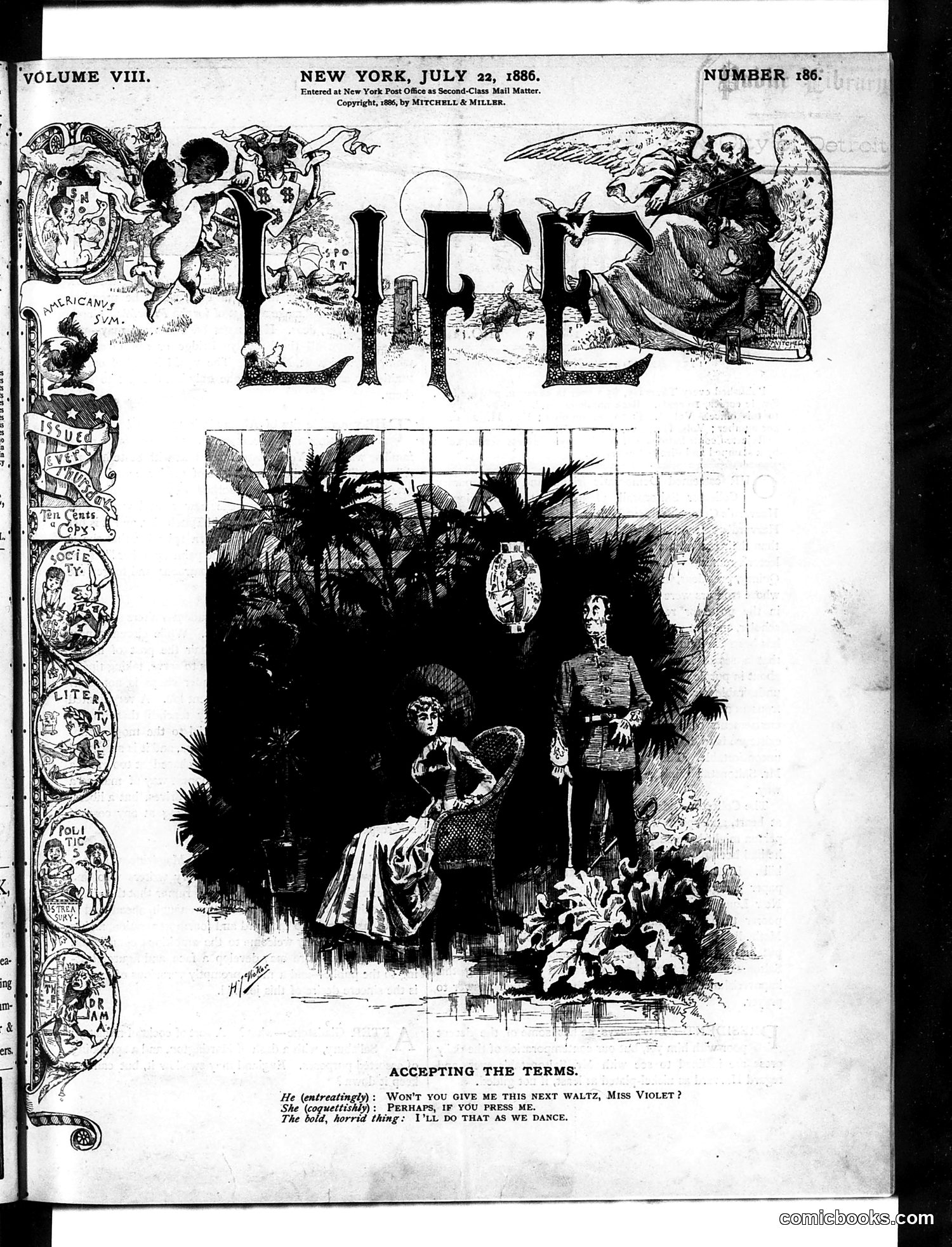 Life — July 22, 1886 — page 1: Life, 1886-07-22
