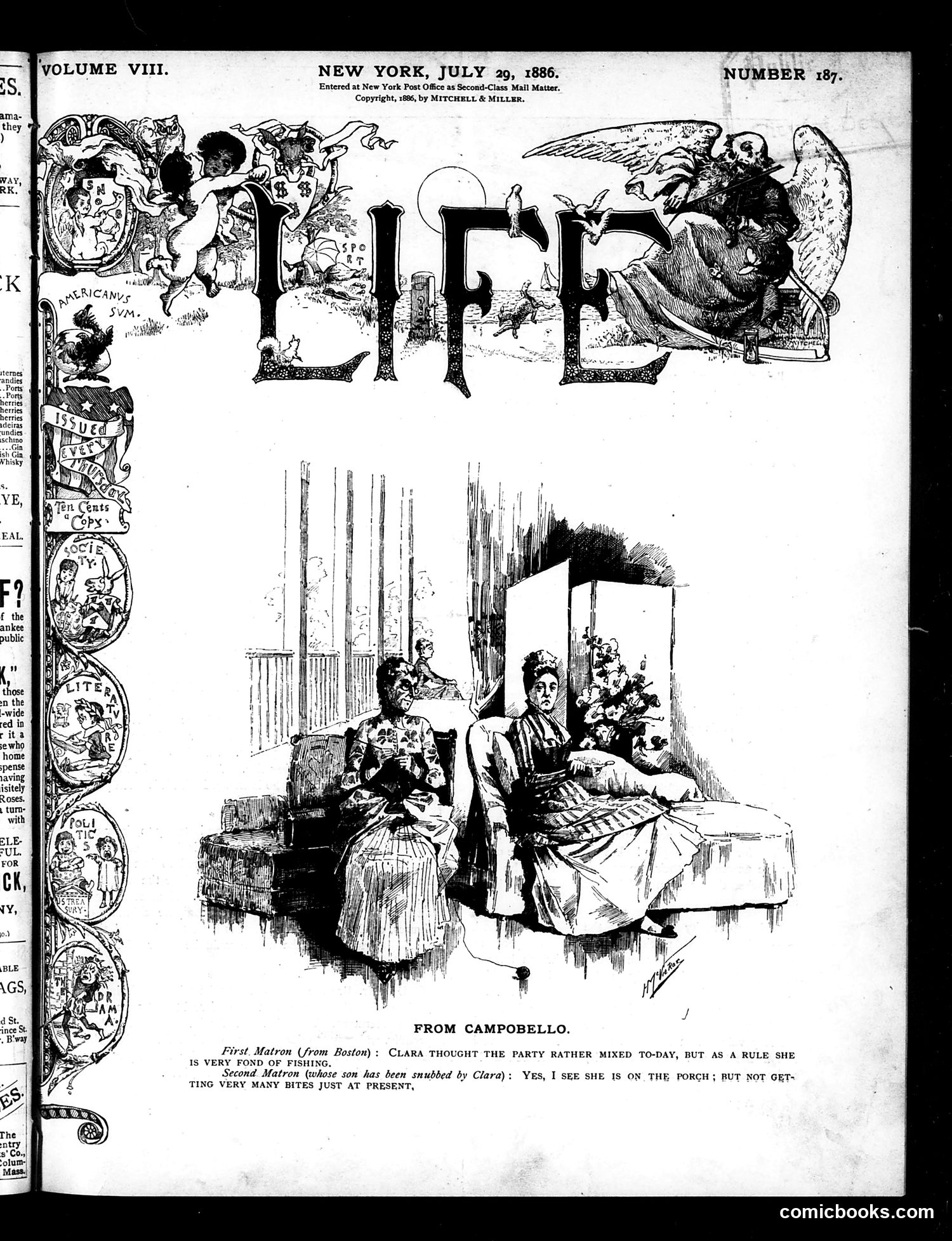 Life — July 29, 1886 — page 1: Life, 1886-07-29