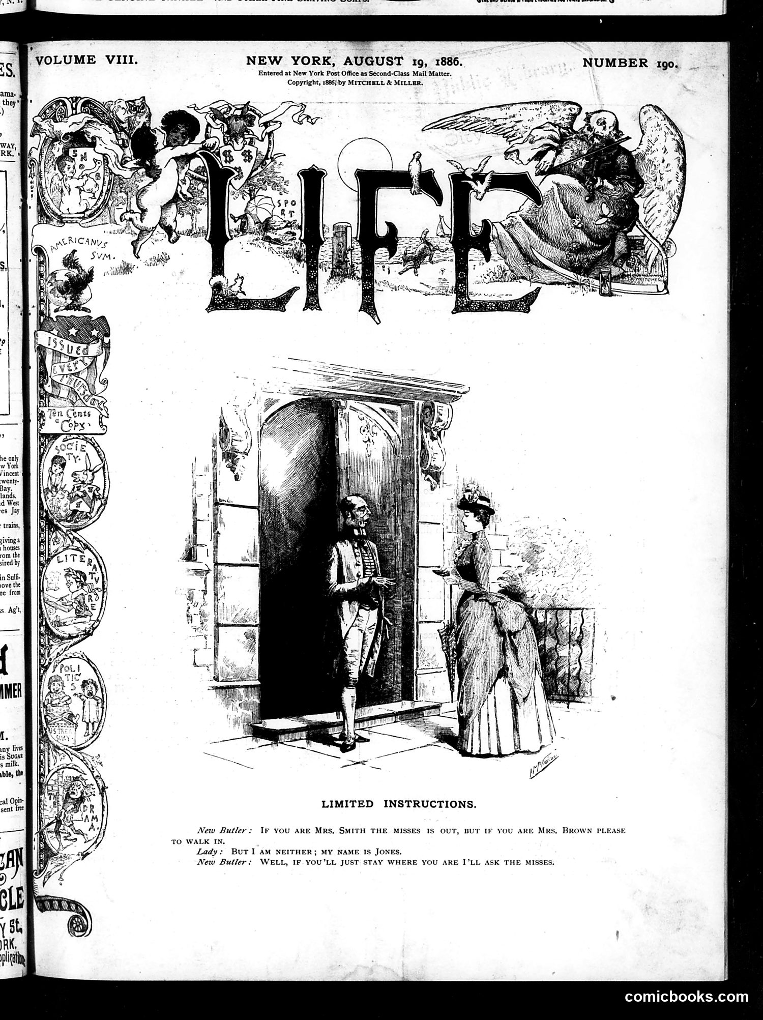 Life — August 19, 1886 — page 1: Life, 1886-08-19