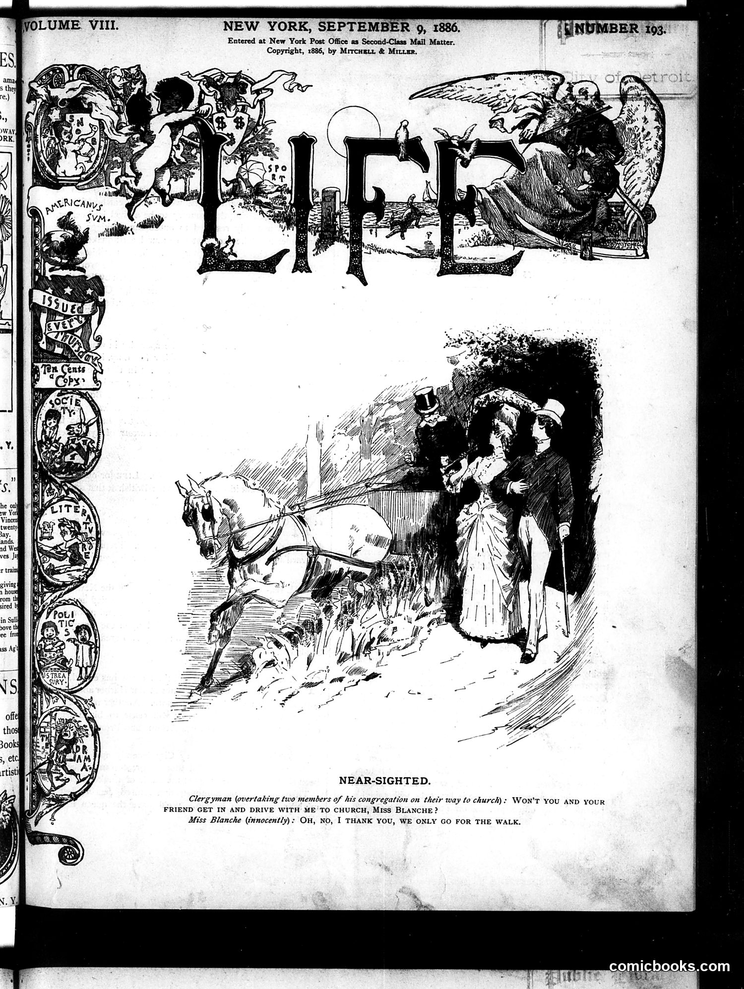 Life — September 9, 1886 — page 1: Life, 1886-09-09