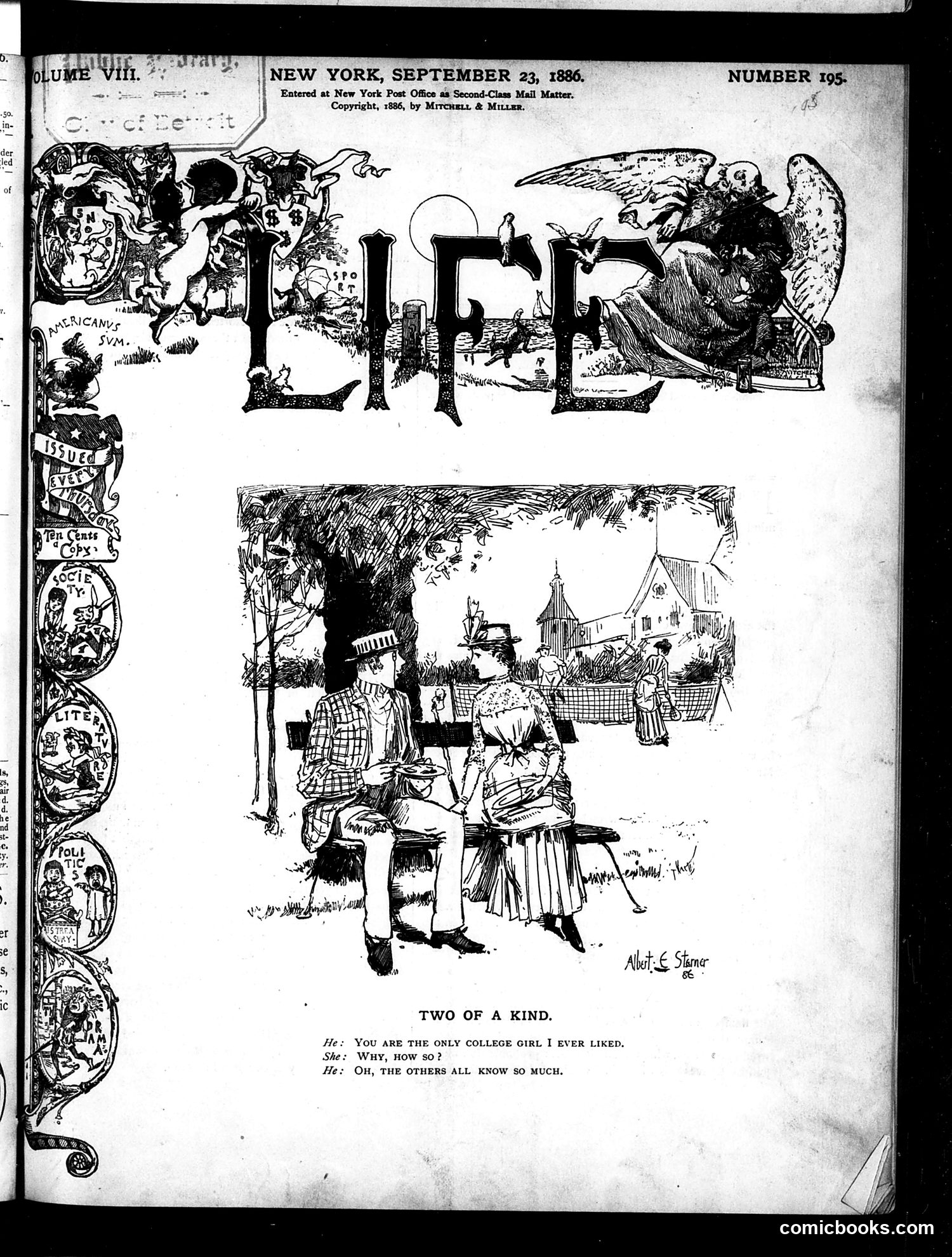 Life — September 23, 1886 — page 1: Life, 1886-09-23
