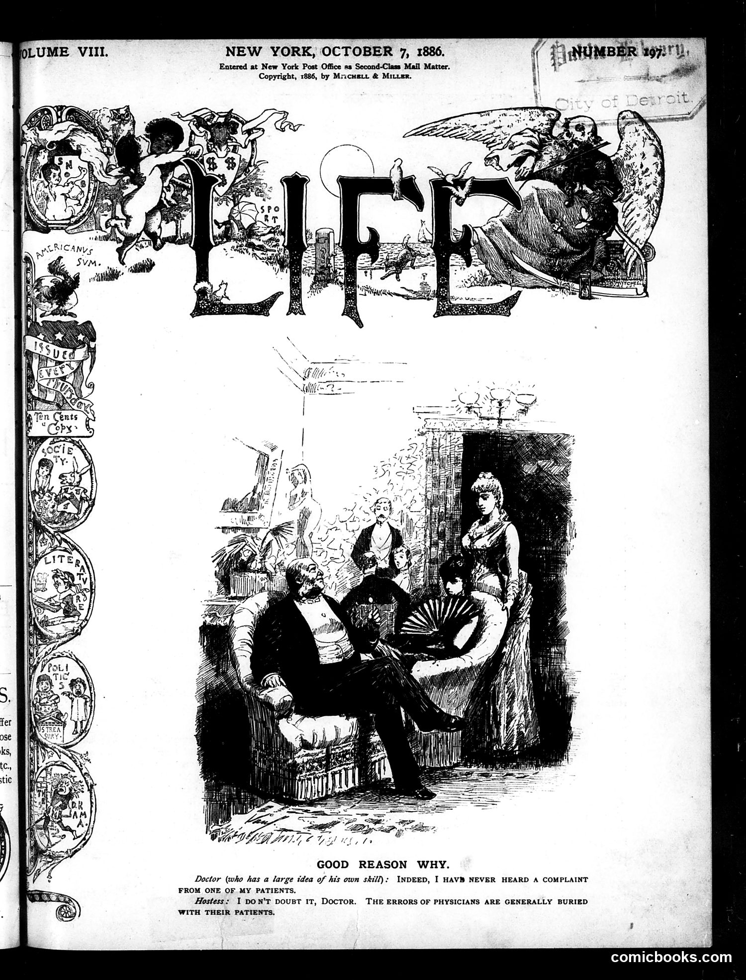 Life — October 7, 1886 — page 1: Life, 1886-10-07