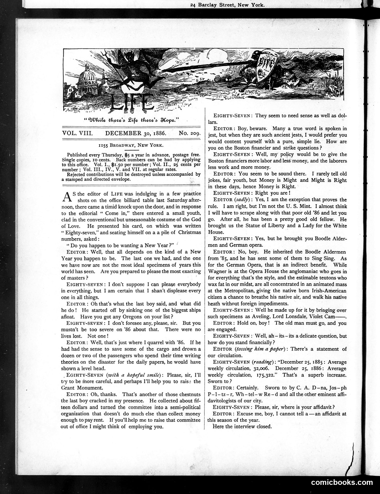 Life — December 30, 1886 — page 2: Life, 1886-12-30