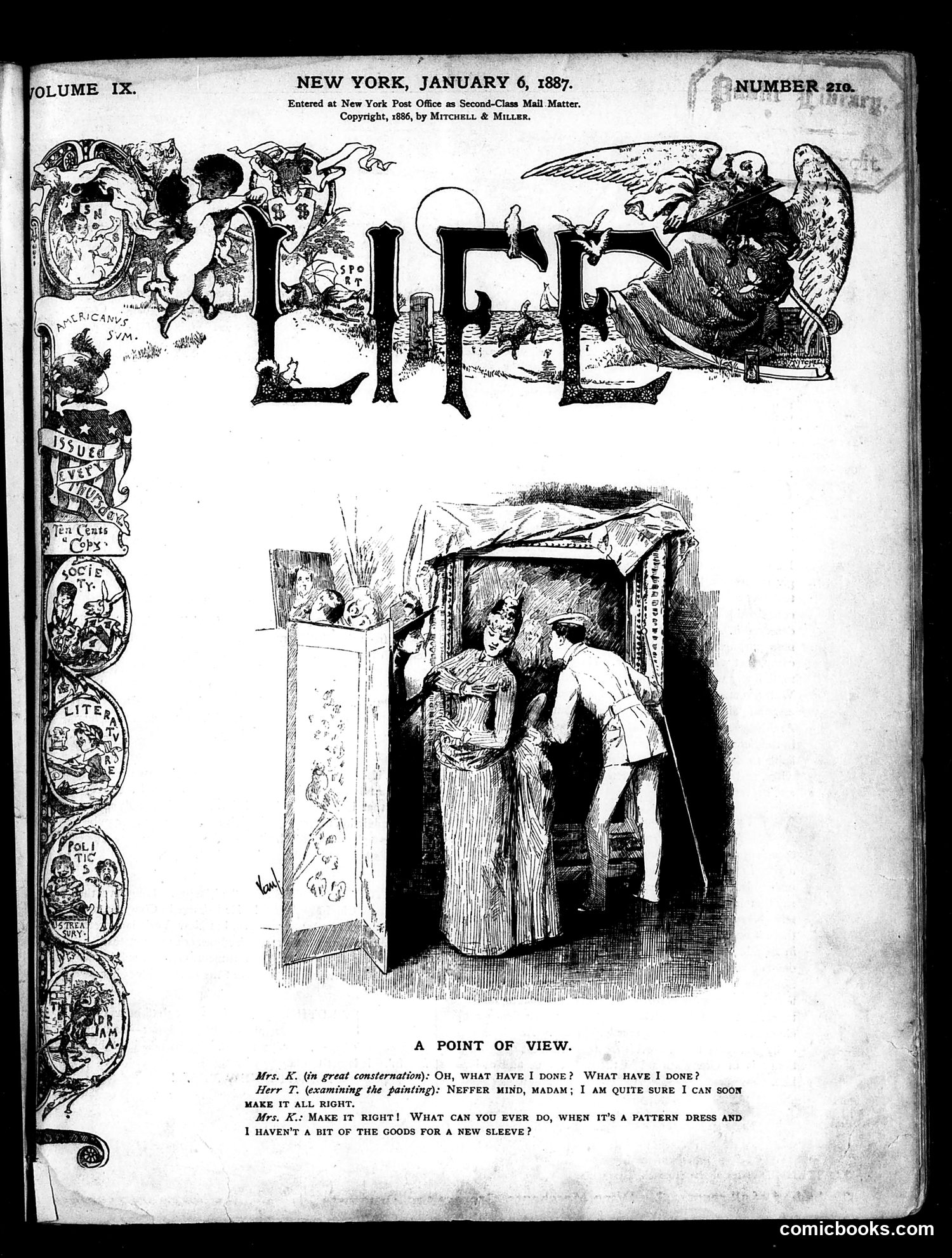 Life — January 6, 1887 — page 1: Life, 1887-01-06