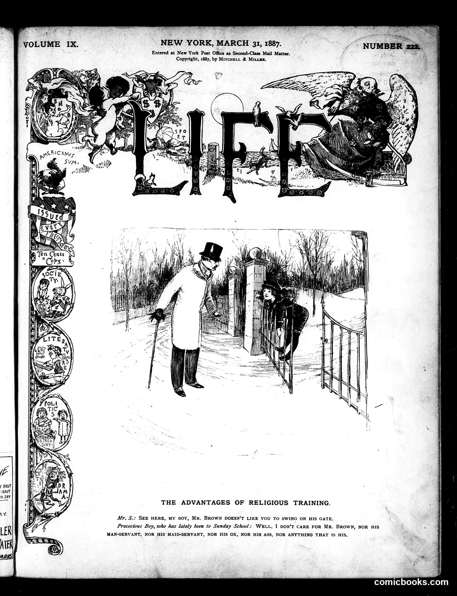 Life — March 31, 1887 — page 1: Life, 1887-03-31