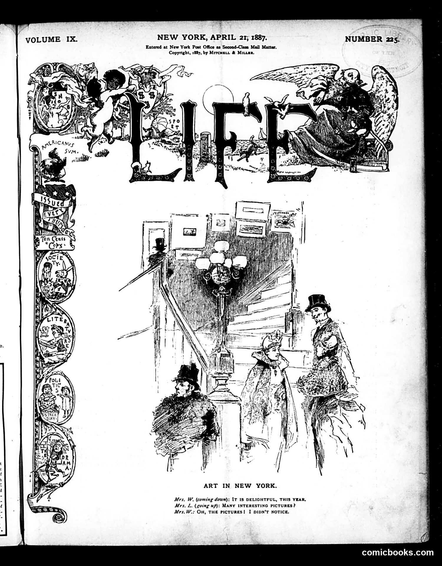 Life — April 21, 1887 — page 1: Life, 1887-04-21